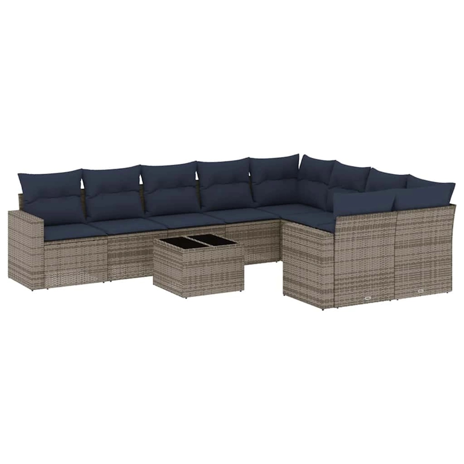 vidaXL 10-Tlg Garten-Sofagarnitur mit Kissen Grau Poly Rattan 3219441 günstig online kaufen