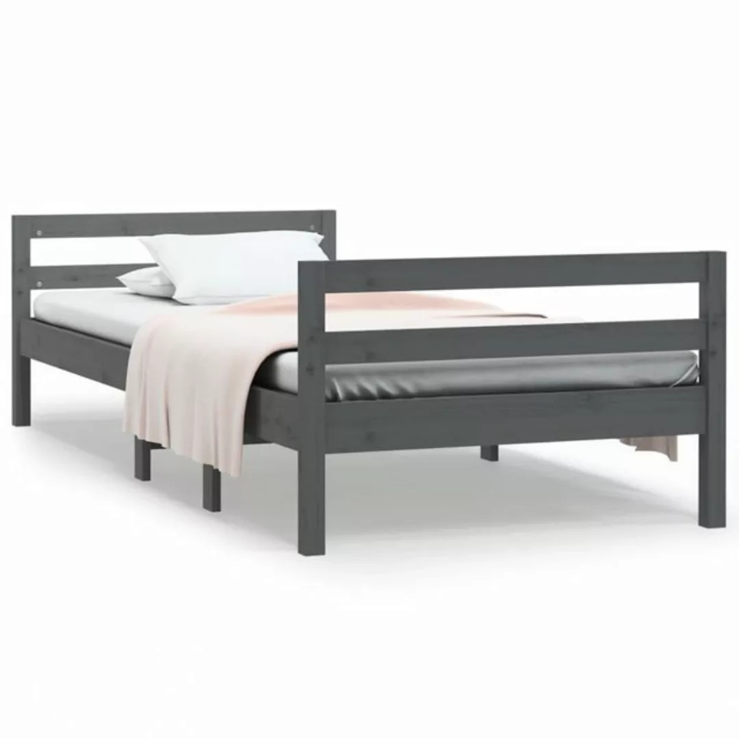 furnicato Bett Massivholzbett Grau 90x190 cm Kiefer günstig online kaufen