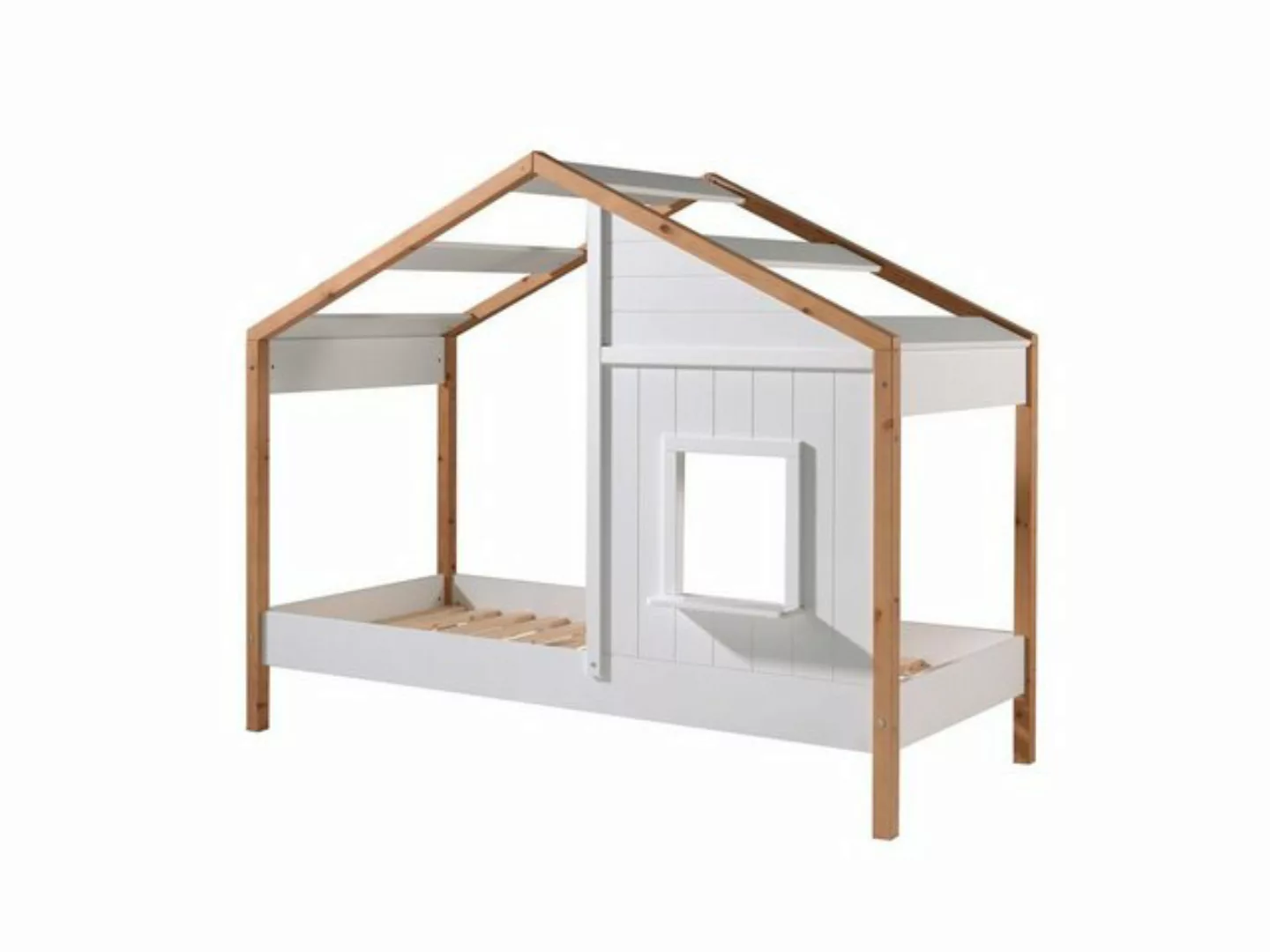 Natur24 Kinderbett Bett Landhausbett mit Schublade BABS 90x200cm Oak/Weiß günstig online kaufen