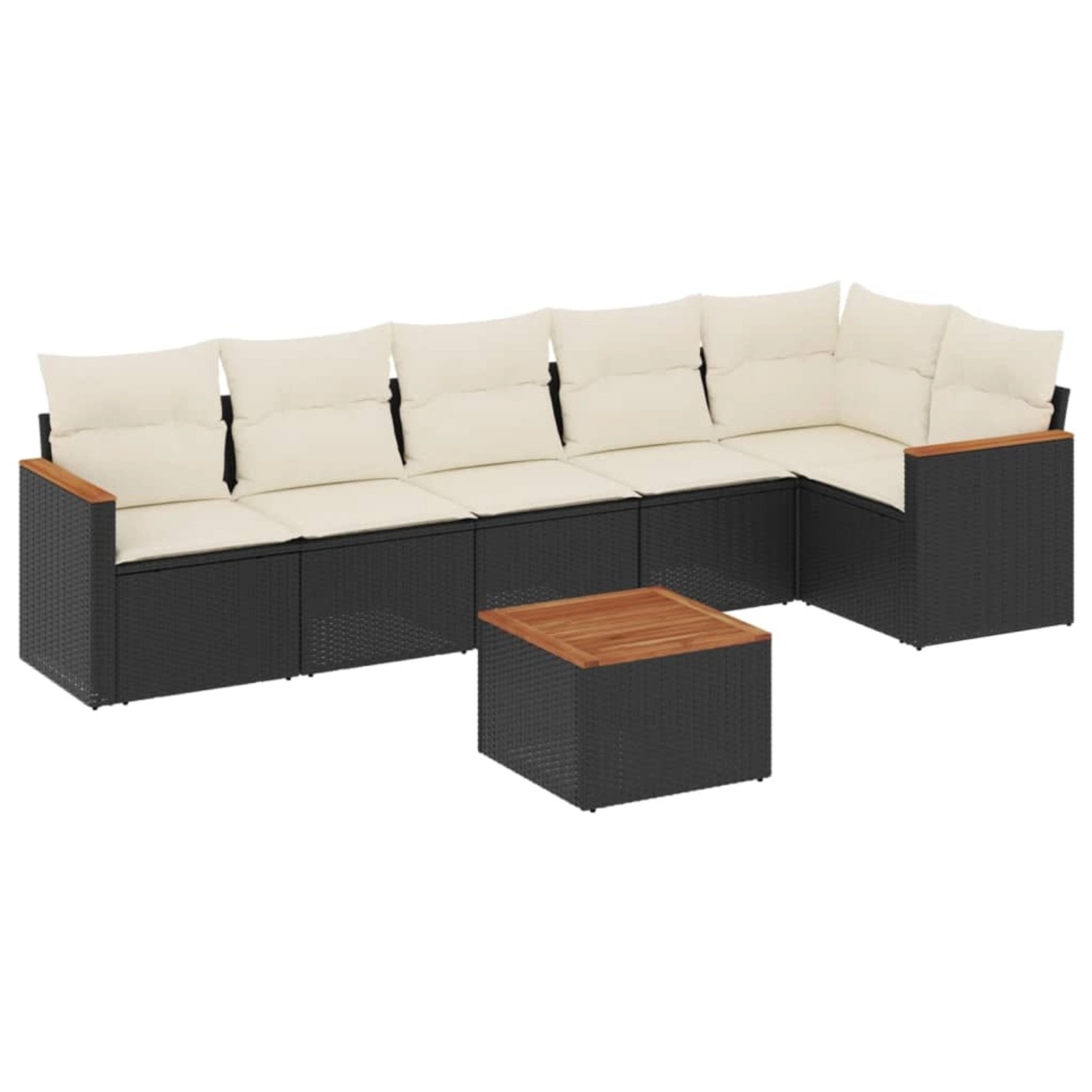 vidaXL 7-Tlg Garten-Sofagarnitur mit Kissen Schwarz Poly Rattan 3258395 günstig online kaufen