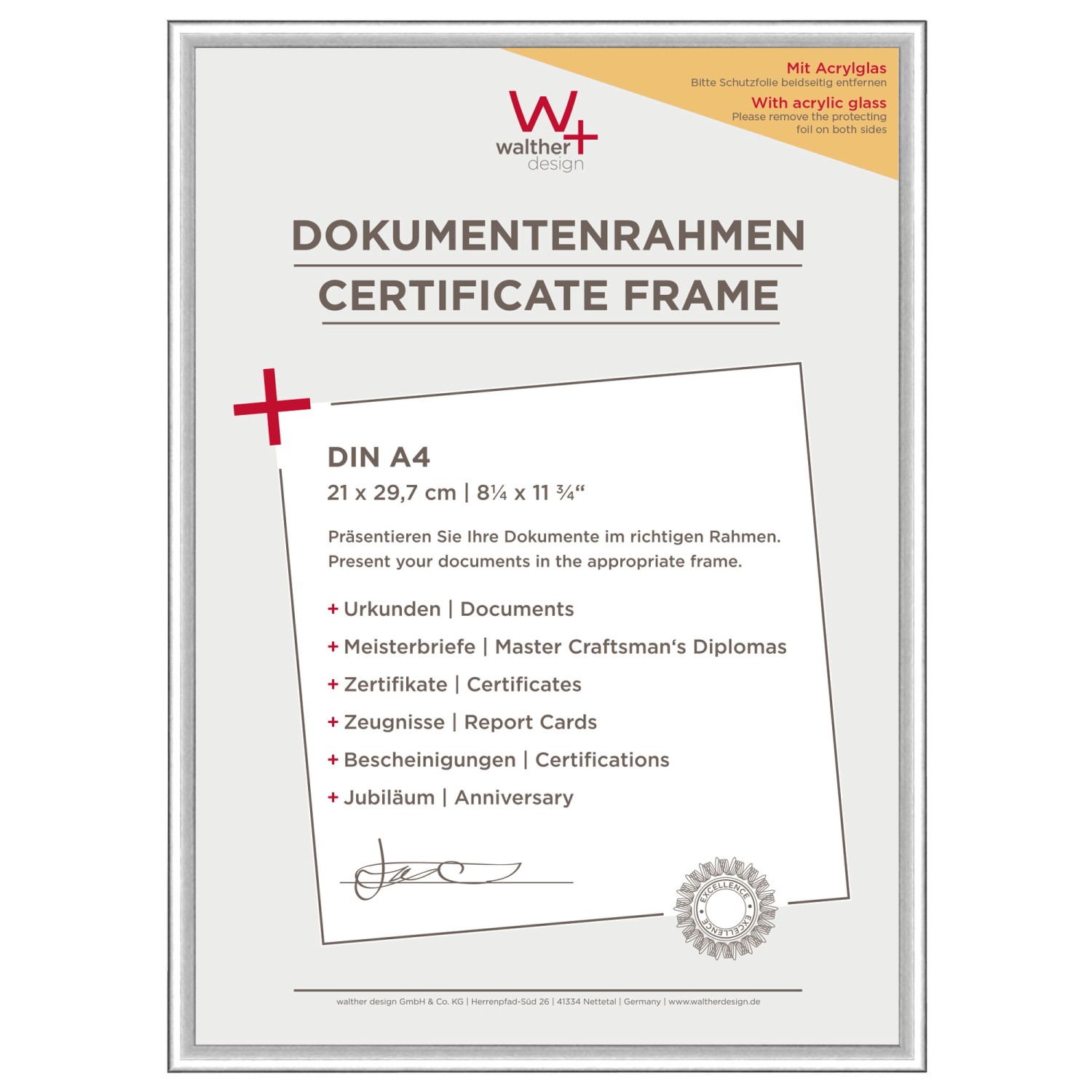walther design New Lifestyle Kunststoff Bilderrahmen  Kunstglas 40x50 cm Si günstig online kaufen