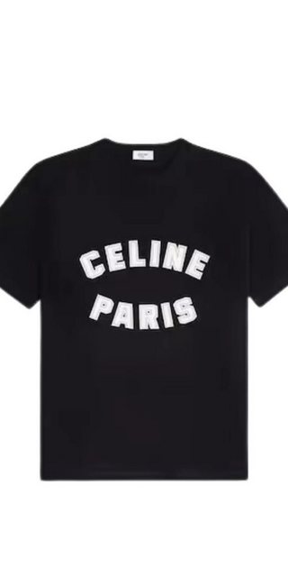 CELINE Print-Shirt Celine Logo Stickerei T-Shirt Schwarz günstig online kaufen