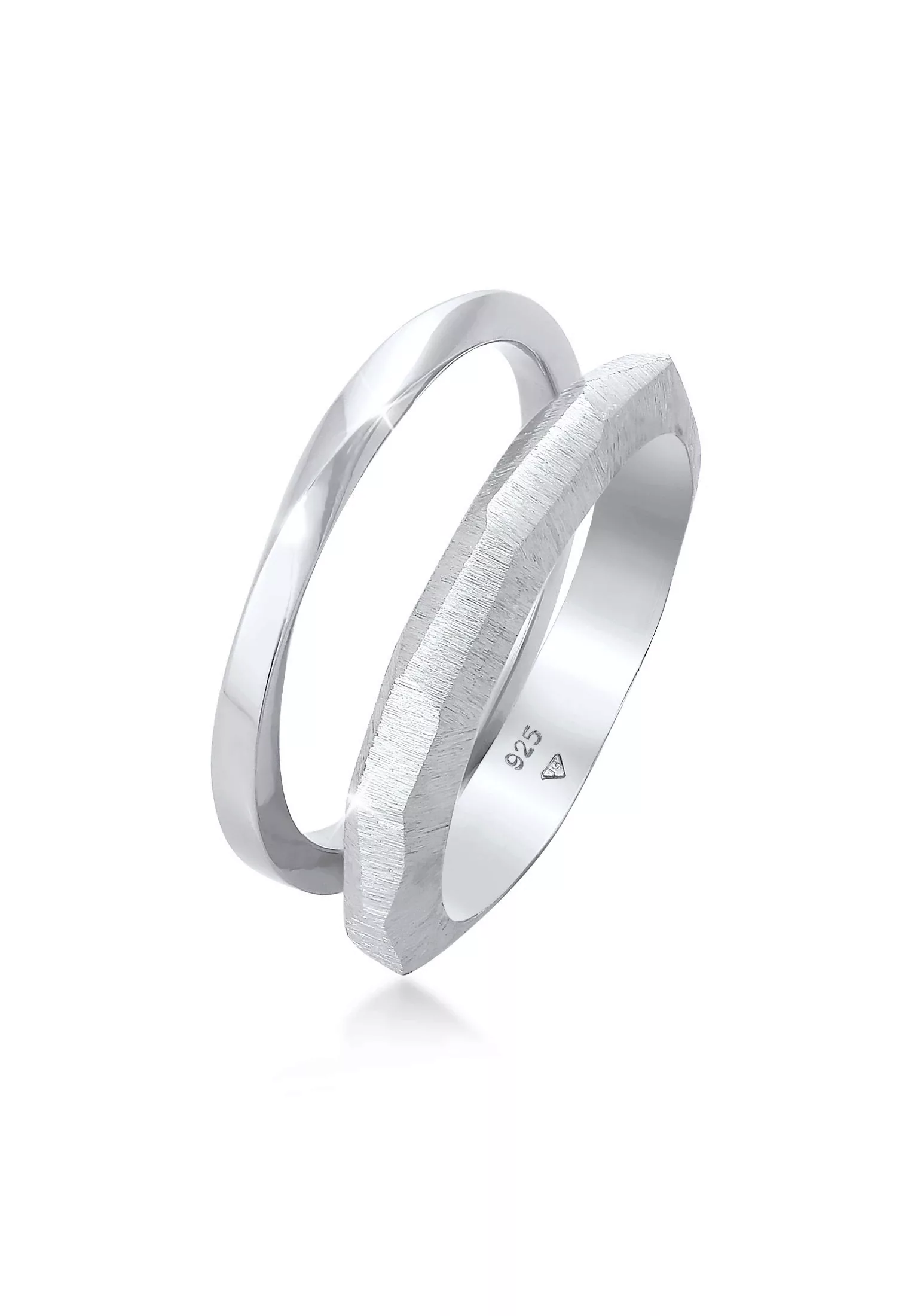 Elli Premium Ring-Set "Bandring Basic Gedreht Struktur (2 tlg) 925 Silber" günstig online kaufen