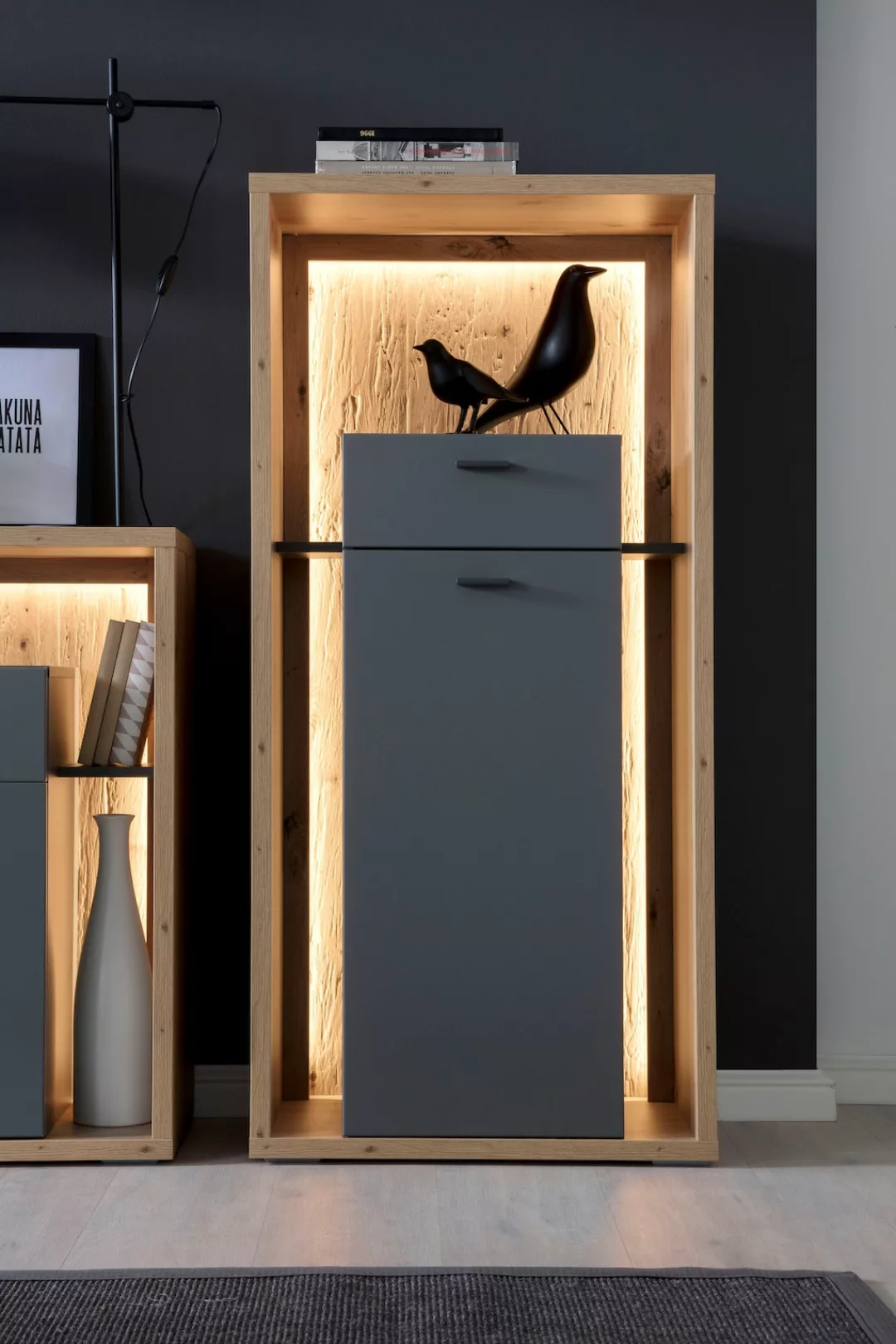 MCA furniture Highboard "Lizzano", Wohnzimmerschrank mit 3-D Rückwand, wahl günstig online kaufen