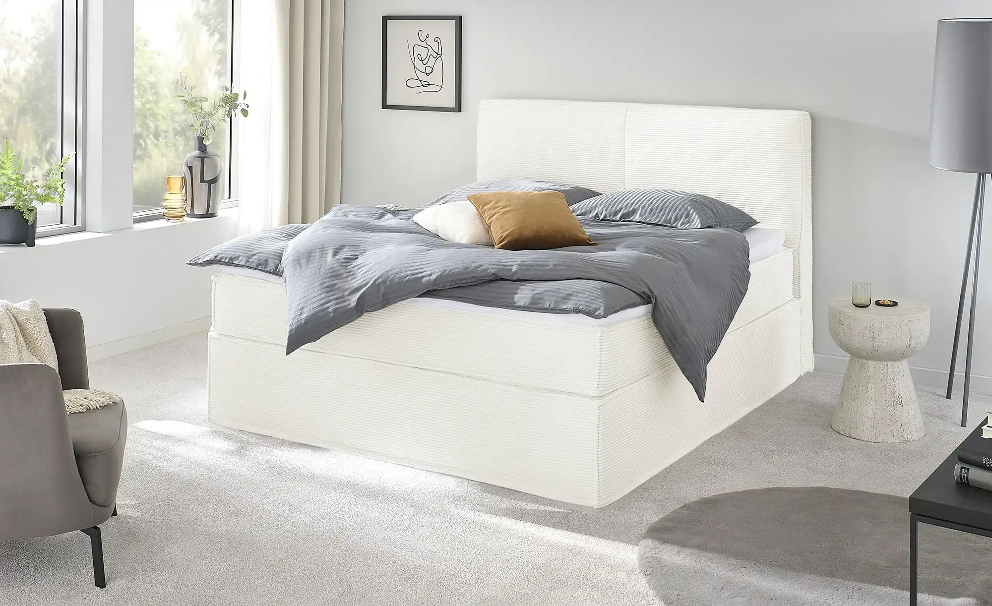 Boxi Boxspringbett mit trendigem Keder Boxi ¦ creme ¦ Maße (cm): B: 160 H: günstig online kaufen