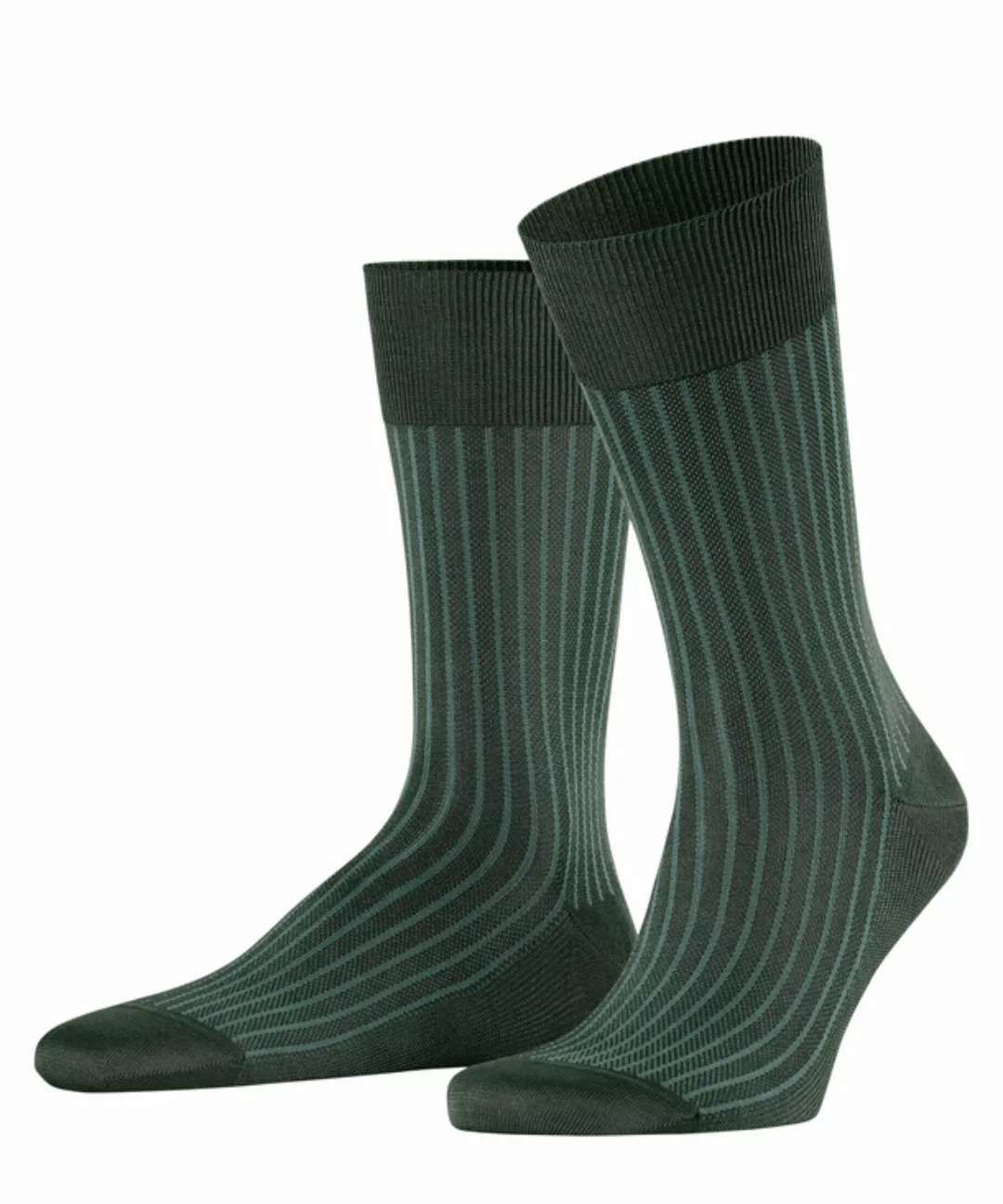 FALKE Oxford Stripe Herren Socken, 41-42, Grün, Rippe, Baumwolle, 13379-727 günstig online kaufen