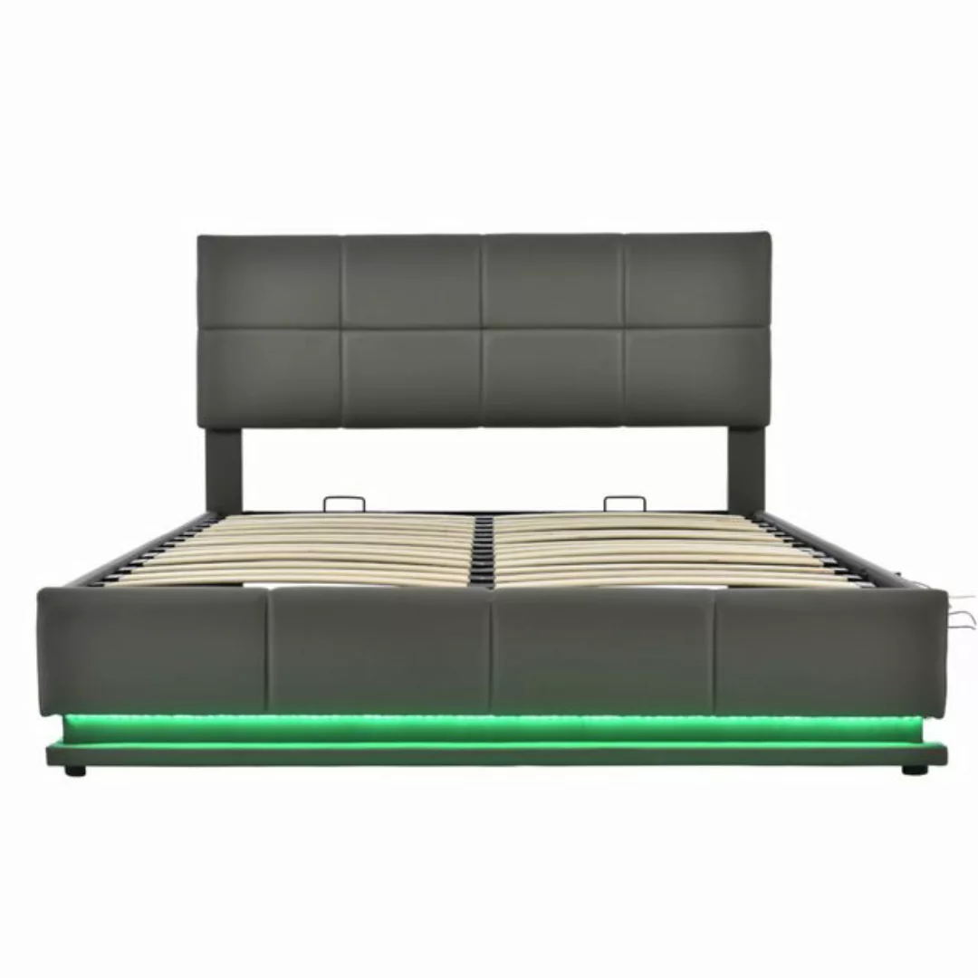 REDOM Polsterbett Stauraumbett Funktionsbett Doppelbett (mit LED Beleuchtun günstig online kaufen