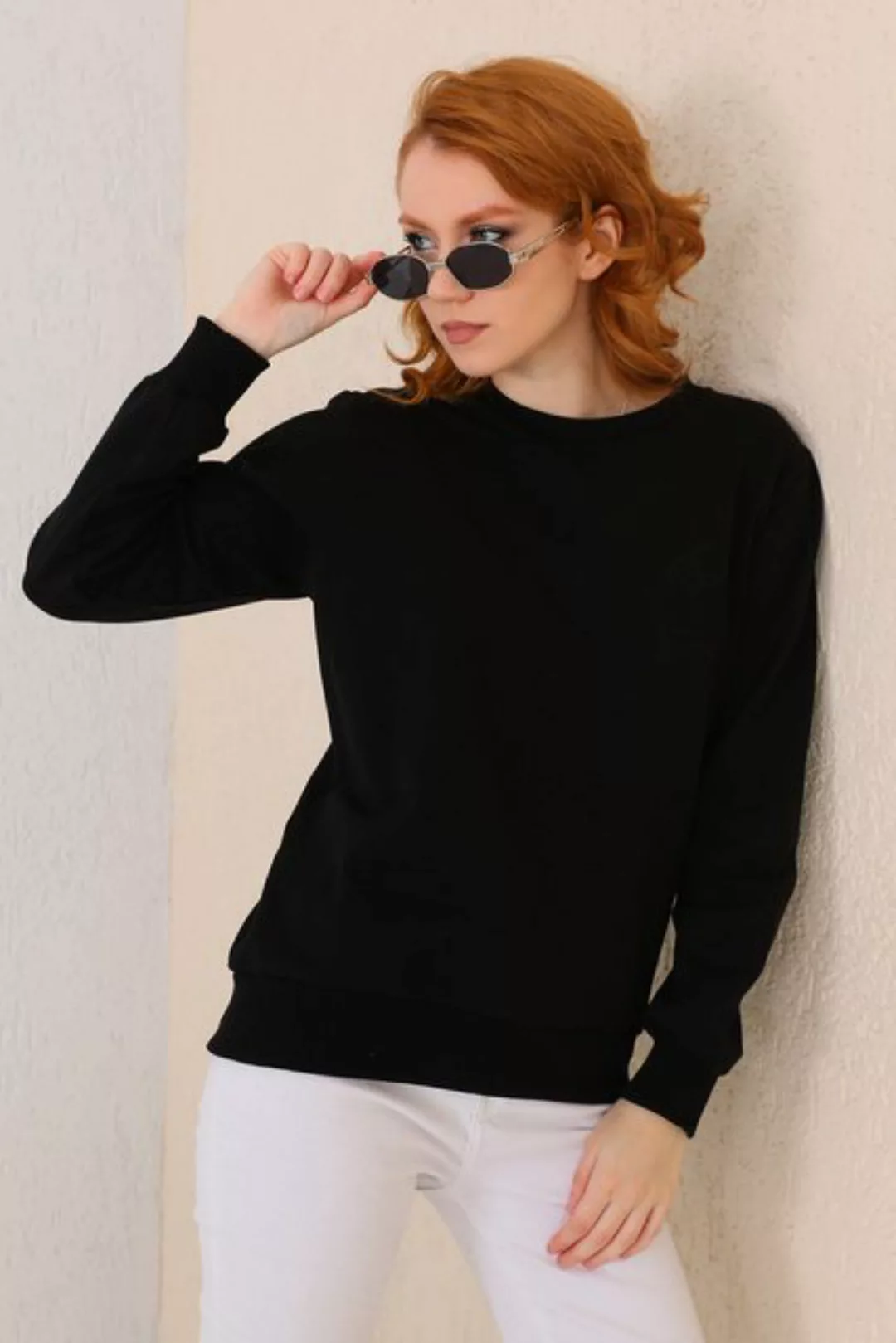 Bongual Sweater Sweatshirt Pullover mit Fleece Basic günstig online kaufen