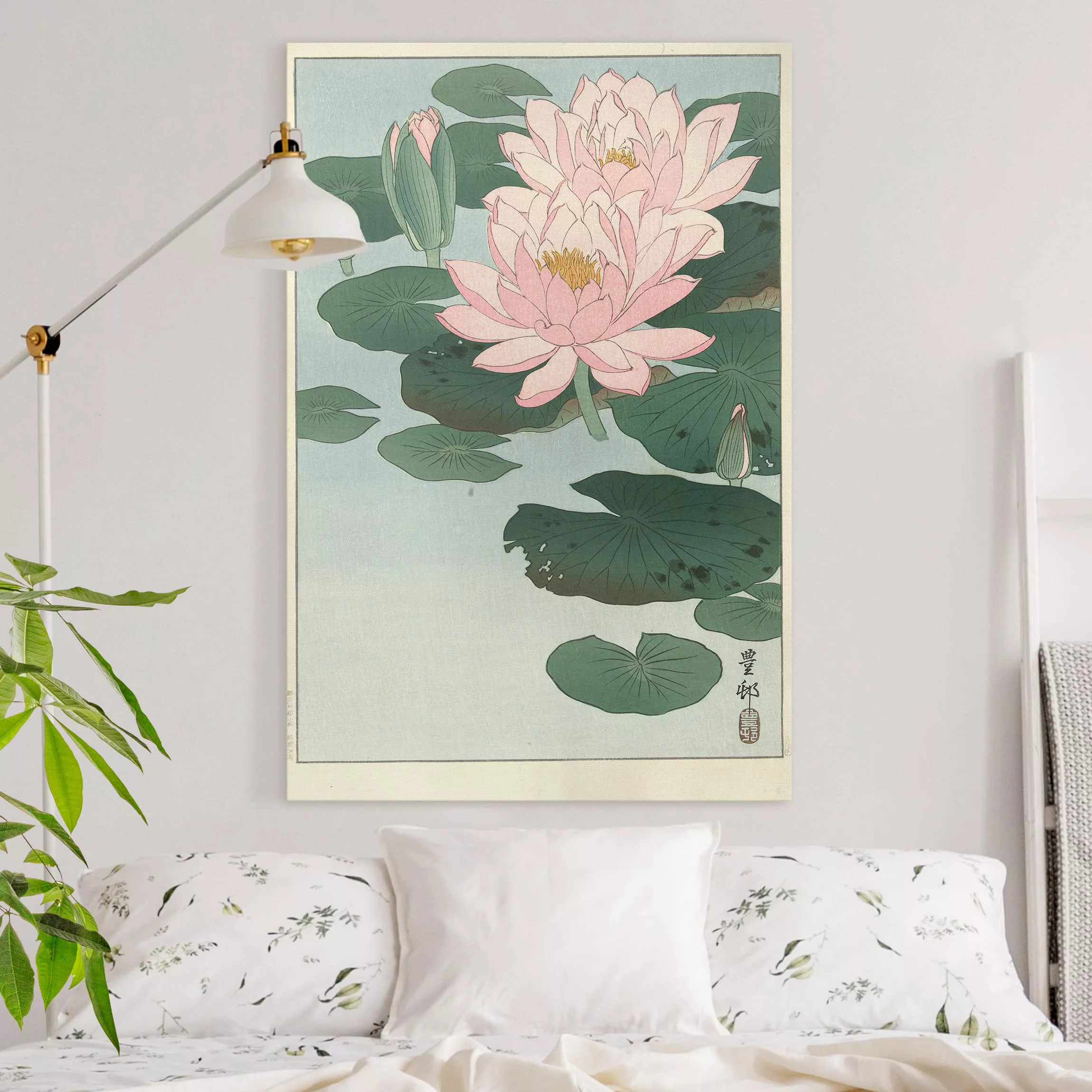 Leinwandbild Blumen - Hochformat Ohara Shôson - Seerosen günstig online kaufen