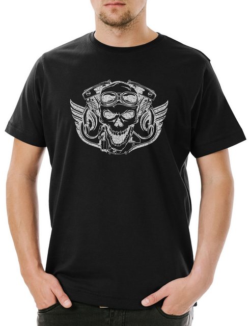 Urban Backwoods Print-Shirt Biker Skull I Herren T-Shirt Club MC Rocker Adl günstig online kaufen