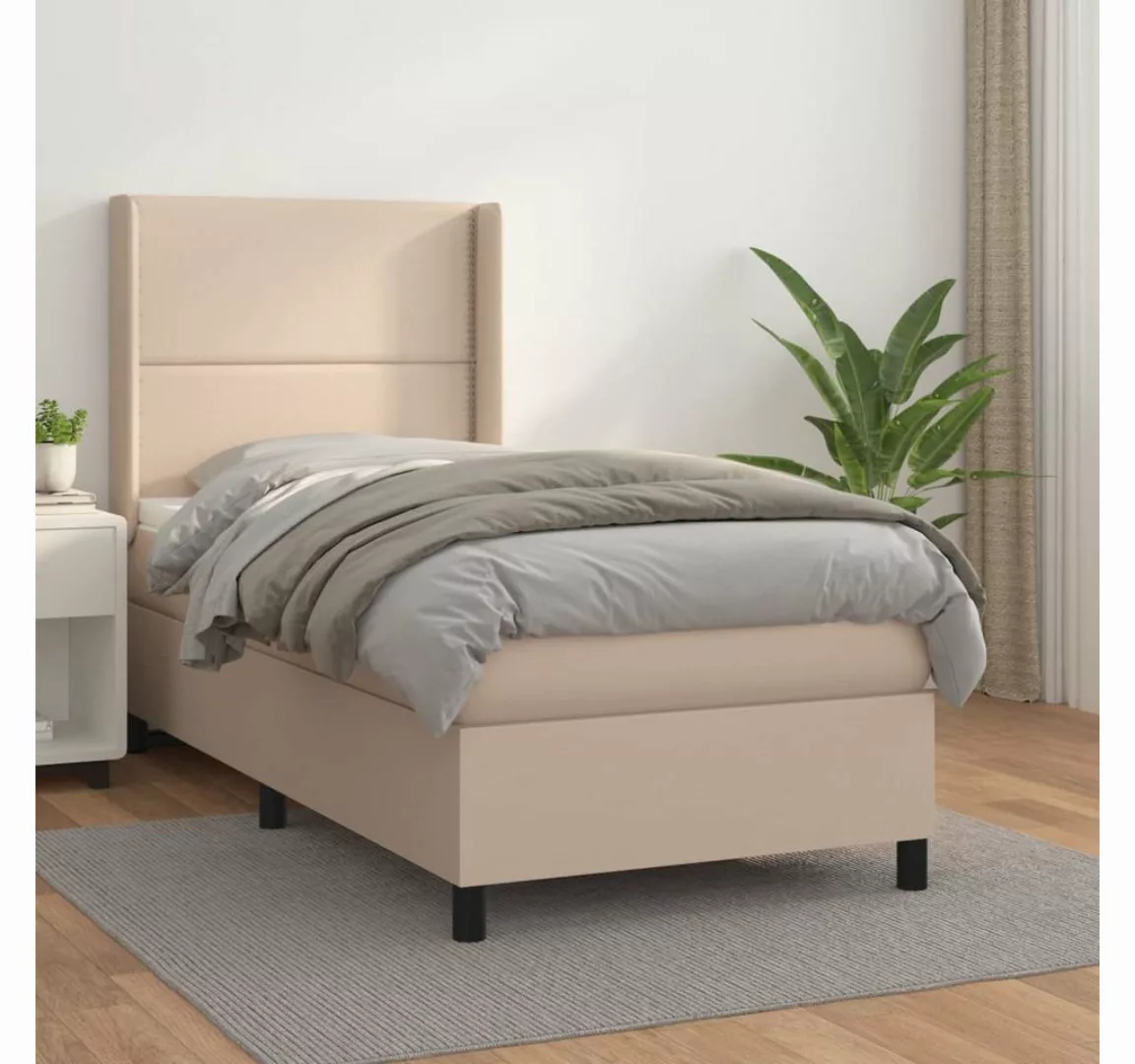 vidaXL Boxspringbett, Boxspringbett Matratze Cappuccino-Braun 100x200cm Kun günstig online kaufen