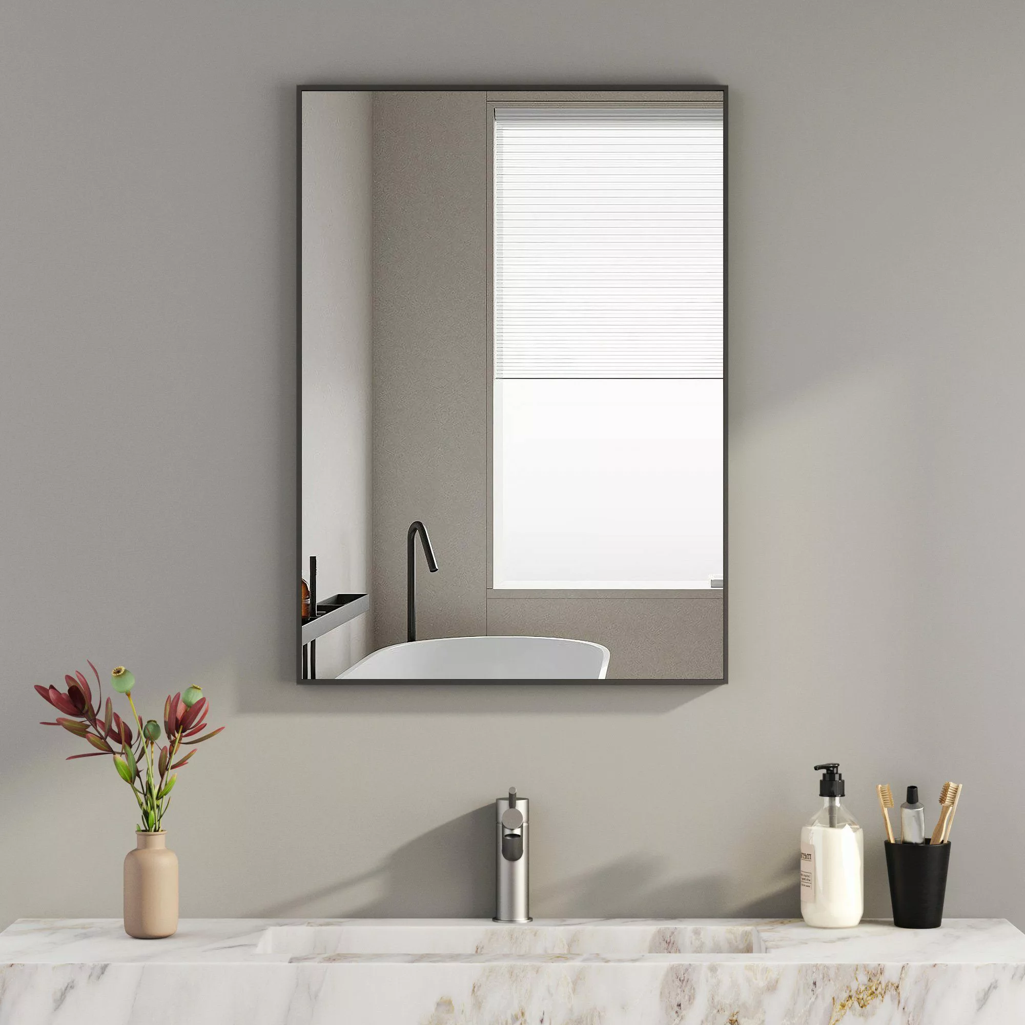 Boromal Wandspiegel Spiegel Schwarz Rechteckig Wand günstig online kaufen