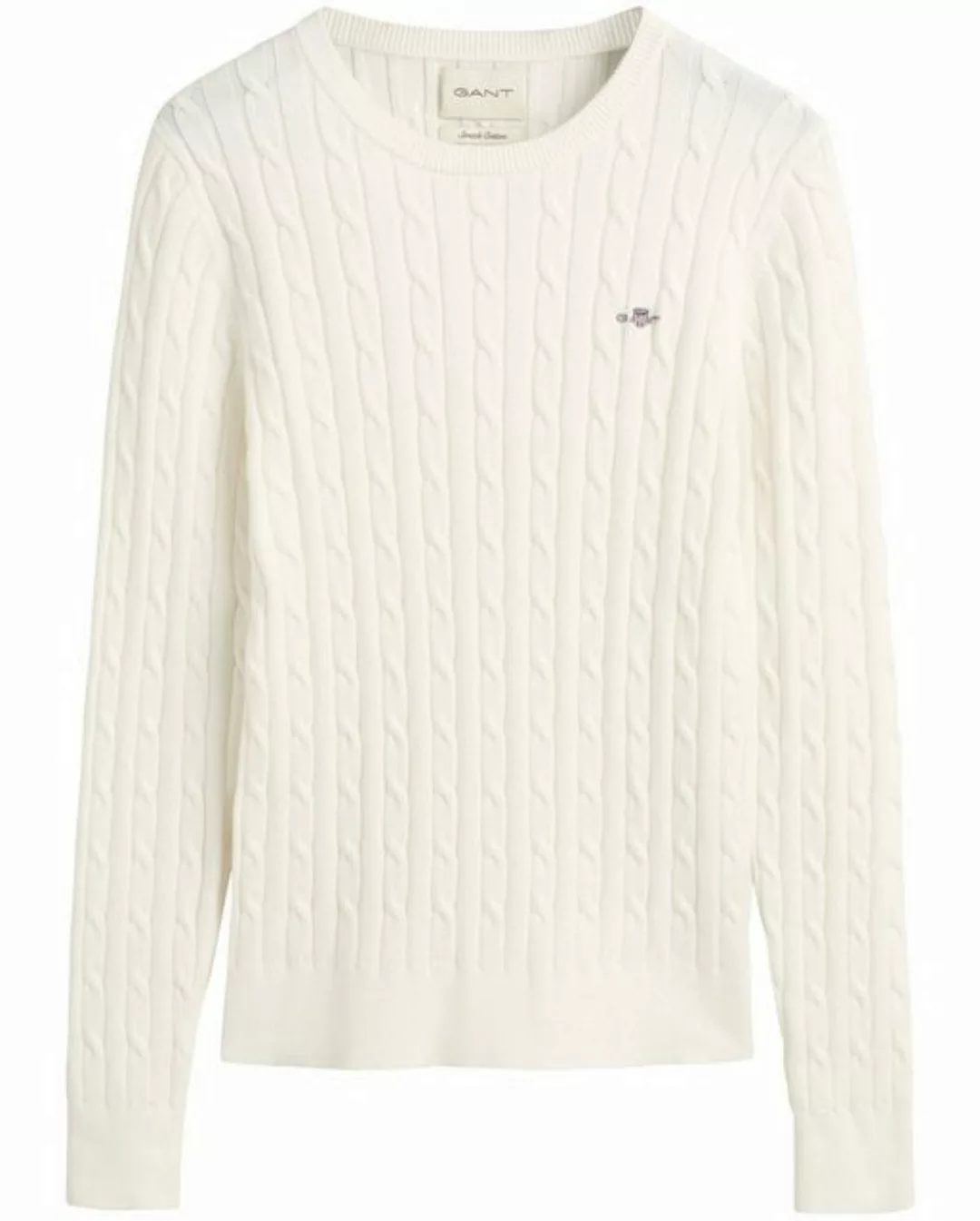 Gant Strickpullover STRETCH COTTON CABLE C-NECK mit Logostickerei auf der B günstig online kaufen