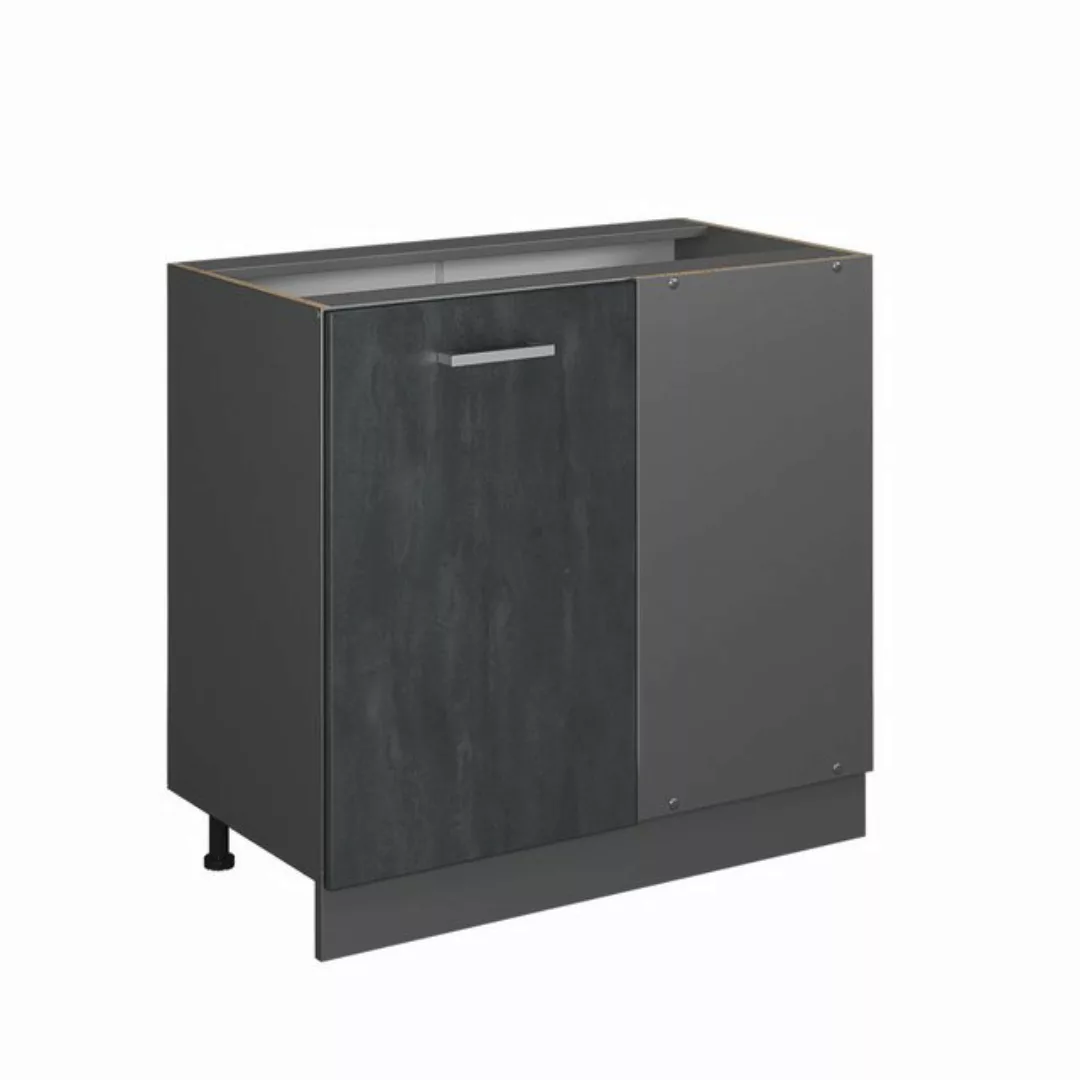 Vicco Eckunterschrank R-Line, Schwarz Beton/Anthrazit, 86 cm AP Eiche günstig online kaufen