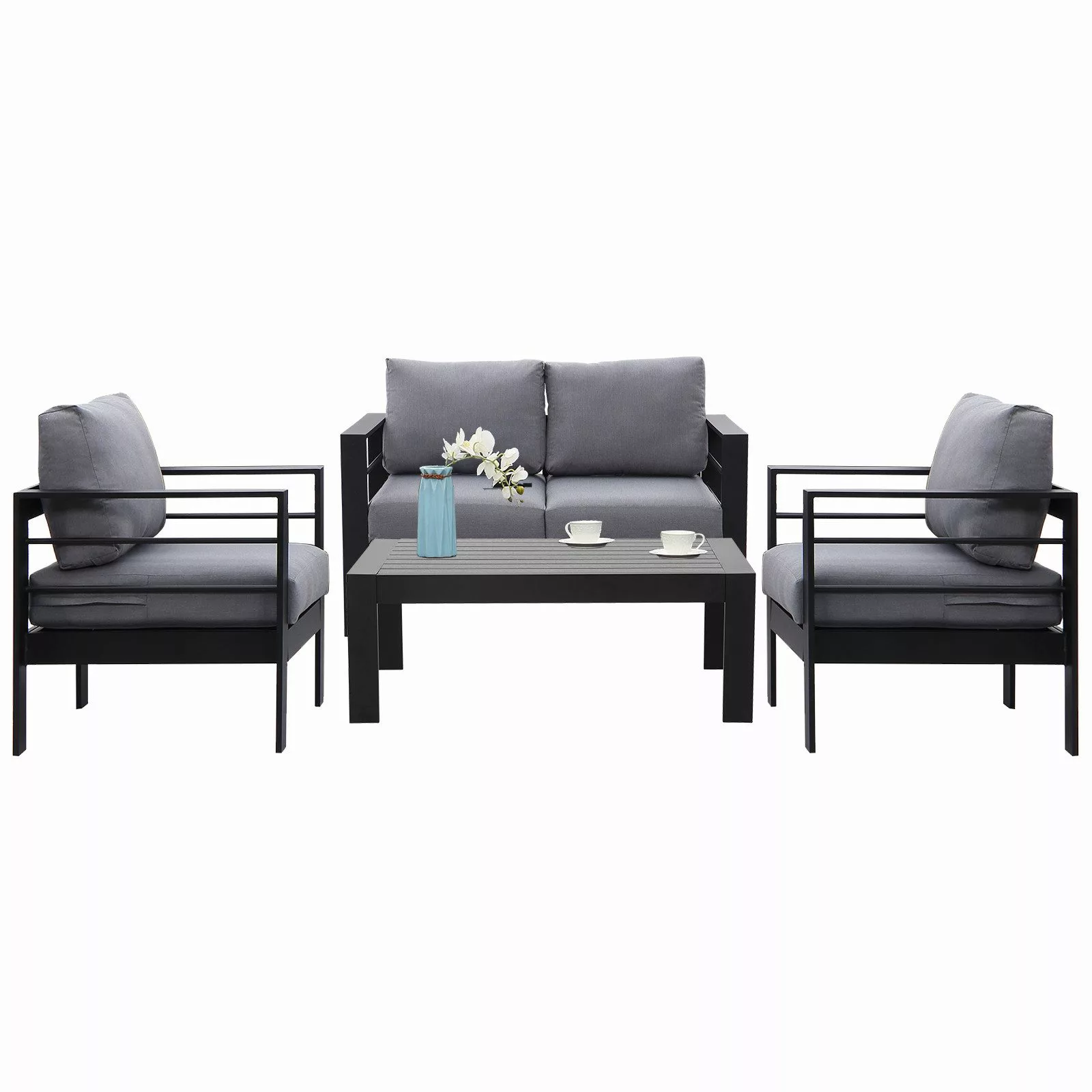 MeXo Gartenlounge-Set Aluminium Balkonmöbel Set 4 günstig online kaufen