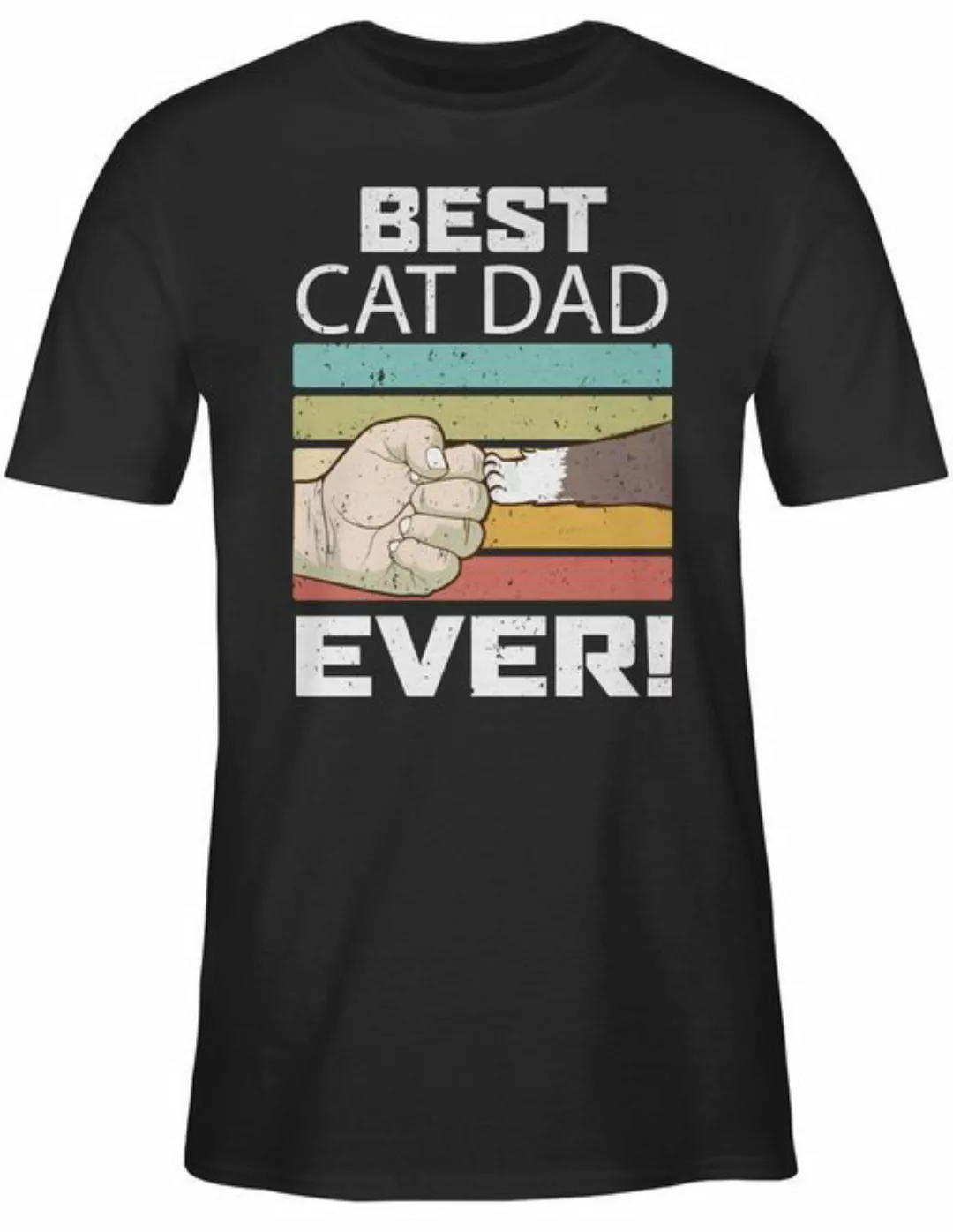 Shirtracer T-Shirt Best Cat Dad Ever Katzenliebhaber Katzenfan Geschenk Kat günstig online kaufen