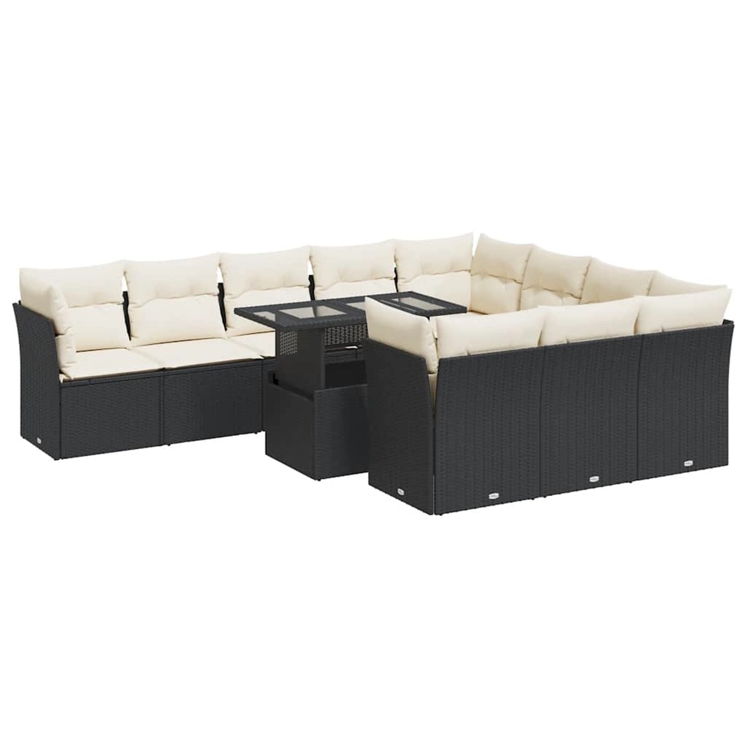 vidaXL 11-Tlg Garten-Sofagarnitur mit Kissen Schwarz Poly Rattan 3326227 günstig online kaufen