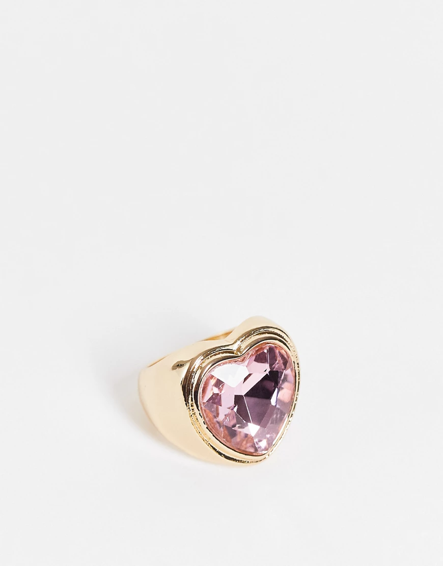 ASOS DESIGN – Goldfarbener Ring mit großem Herz-Kristalldesign günstig online kaufen