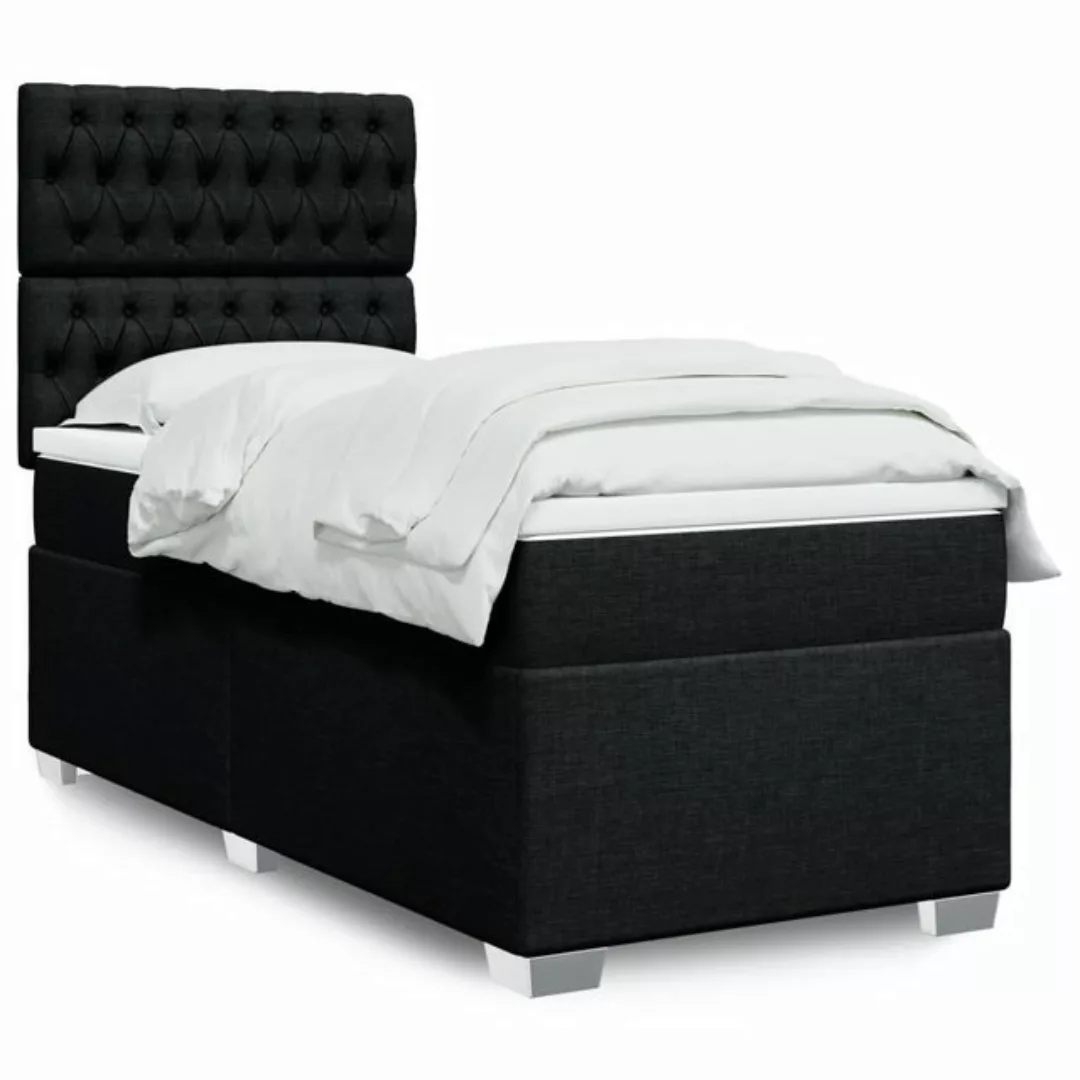 vidaXL Boxspringbett, Boxspringbett mit Matratze Schwarz 90x190 cm Stoff günstig online kaufen