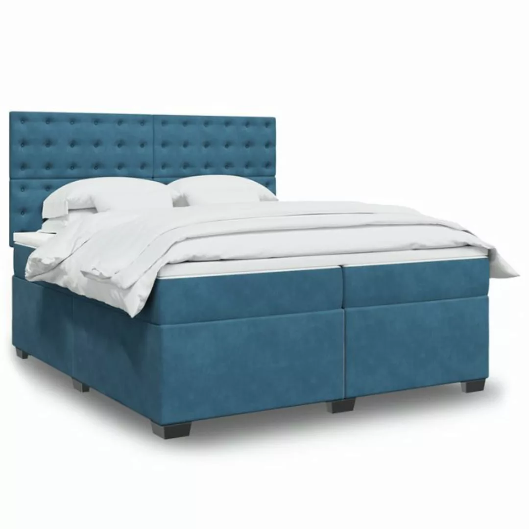 furnicato Bettgestell Boxspringbett mit Matratze Blau 200x200 cm Samt günstig online kaufen