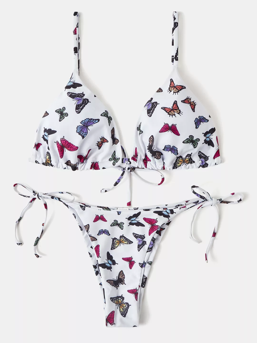 Damen Butterfly Print Verstellbare dünne Träger String Thong Bikinis Beachw günstig online kaufen