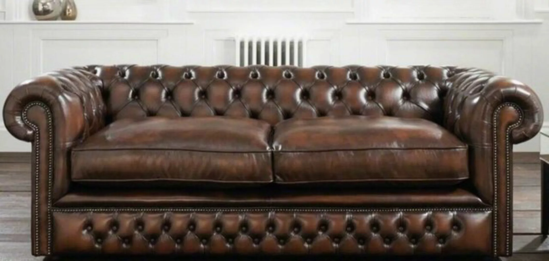 JVmoebel 3-Sitzer Chesterfield 3 Sitzer Big Sofa Couch Leder Samt Polster S günstig online kaufen