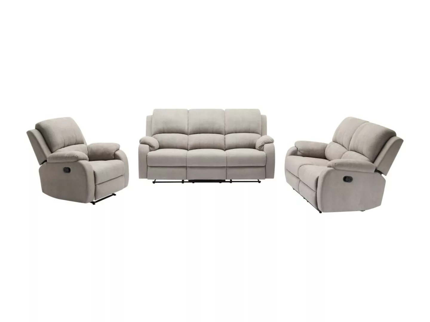 Relaxsofa 3-Sitzer, 2-Sitzer & Relaxsessel - Mikrofaser - Hellgrau - BRODY günstig online kaufen