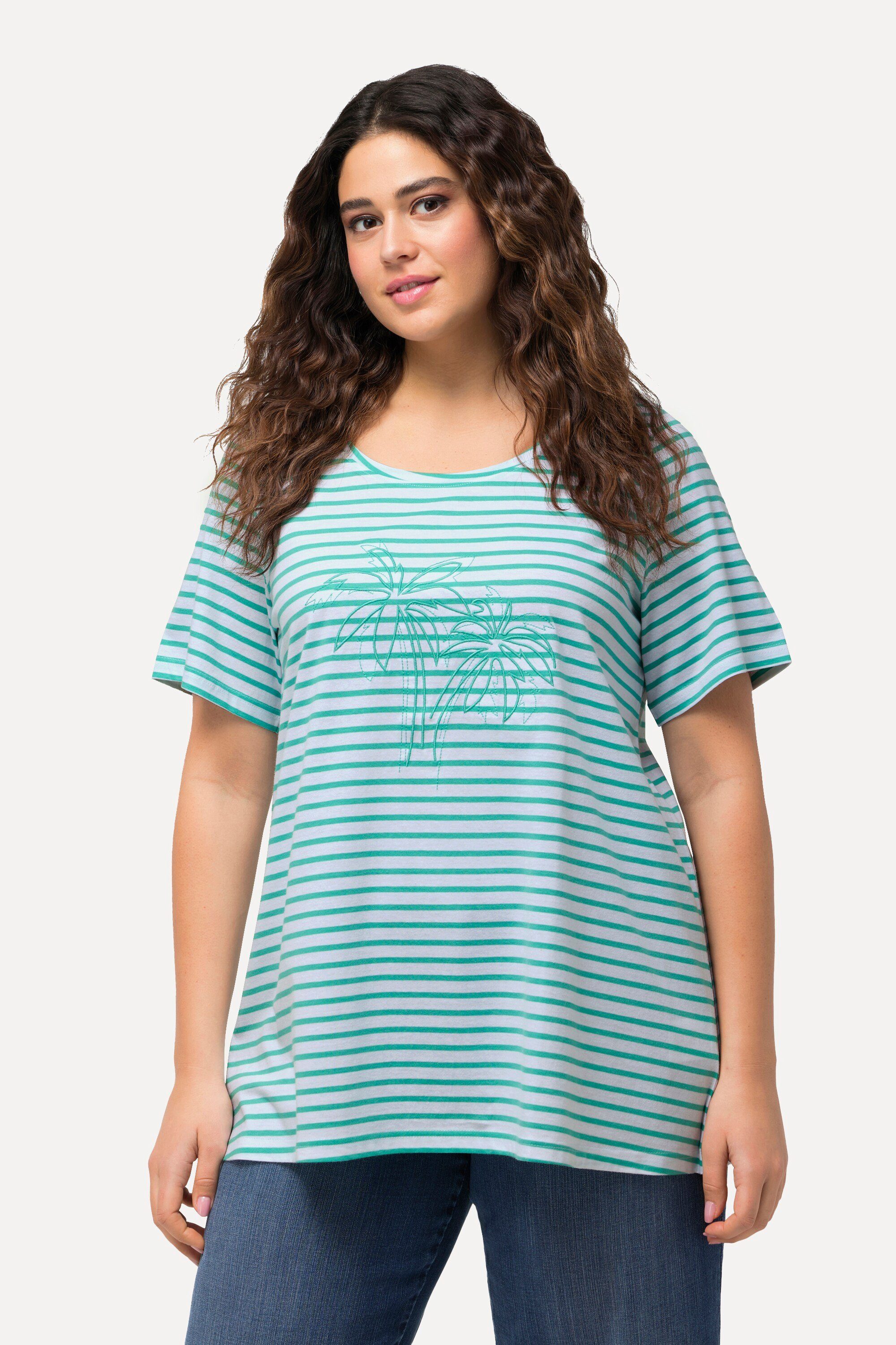 Ulla Popken T-Shirt T-Shirt Ringel Palmenstickerei günstig online kaufen