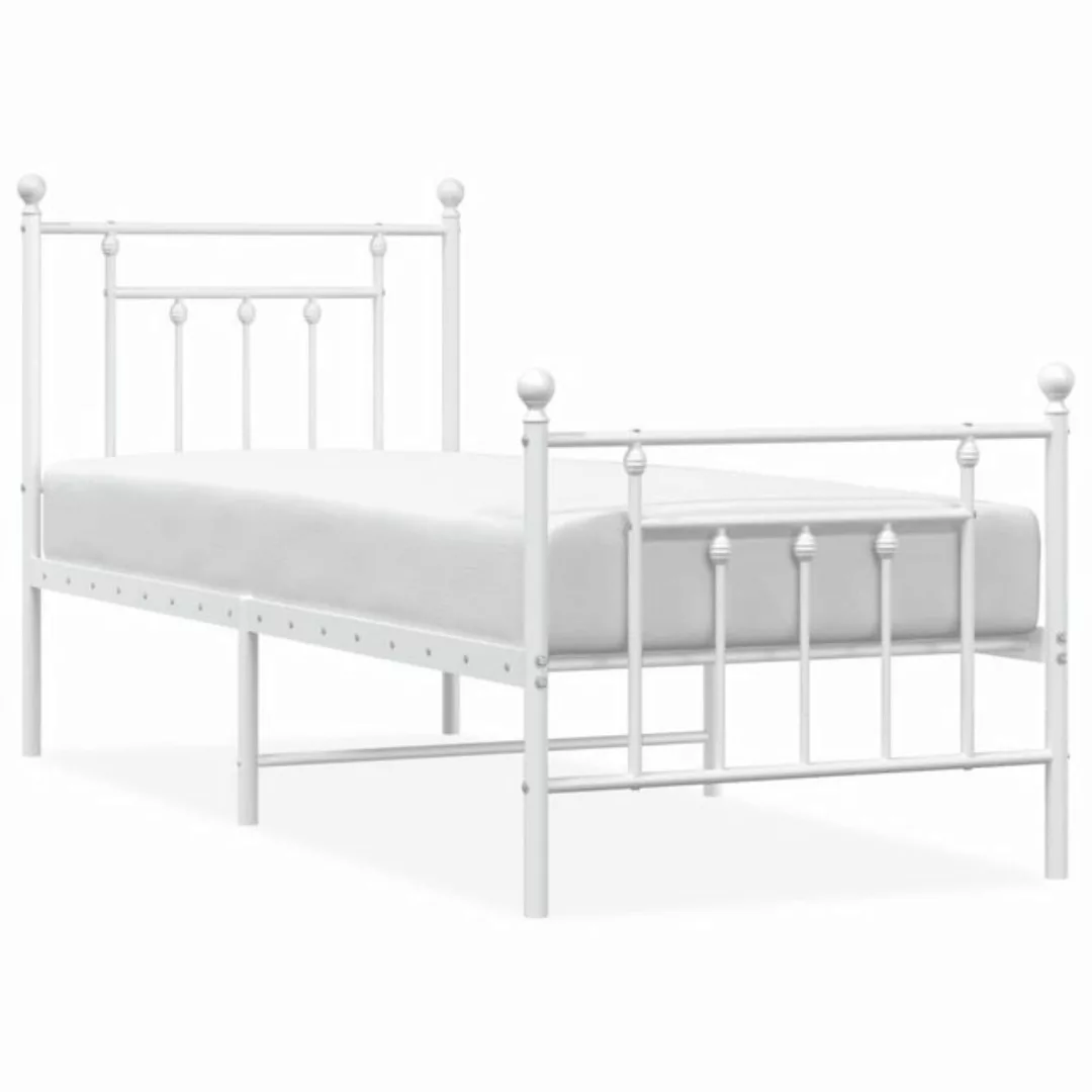 furnicato Bett Bettgestell mit Kopf- und Fußteil Metall Weiß 75x190 cm günstig online kaufen