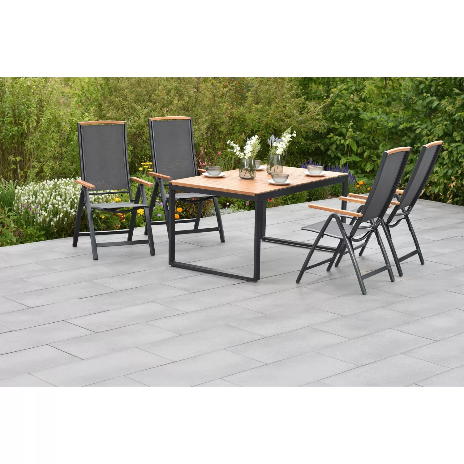 Merxx Gartenmöbelset Siena 5tlg. inkl. Klappsessel u. Ausziehtisch günstig online kaufen