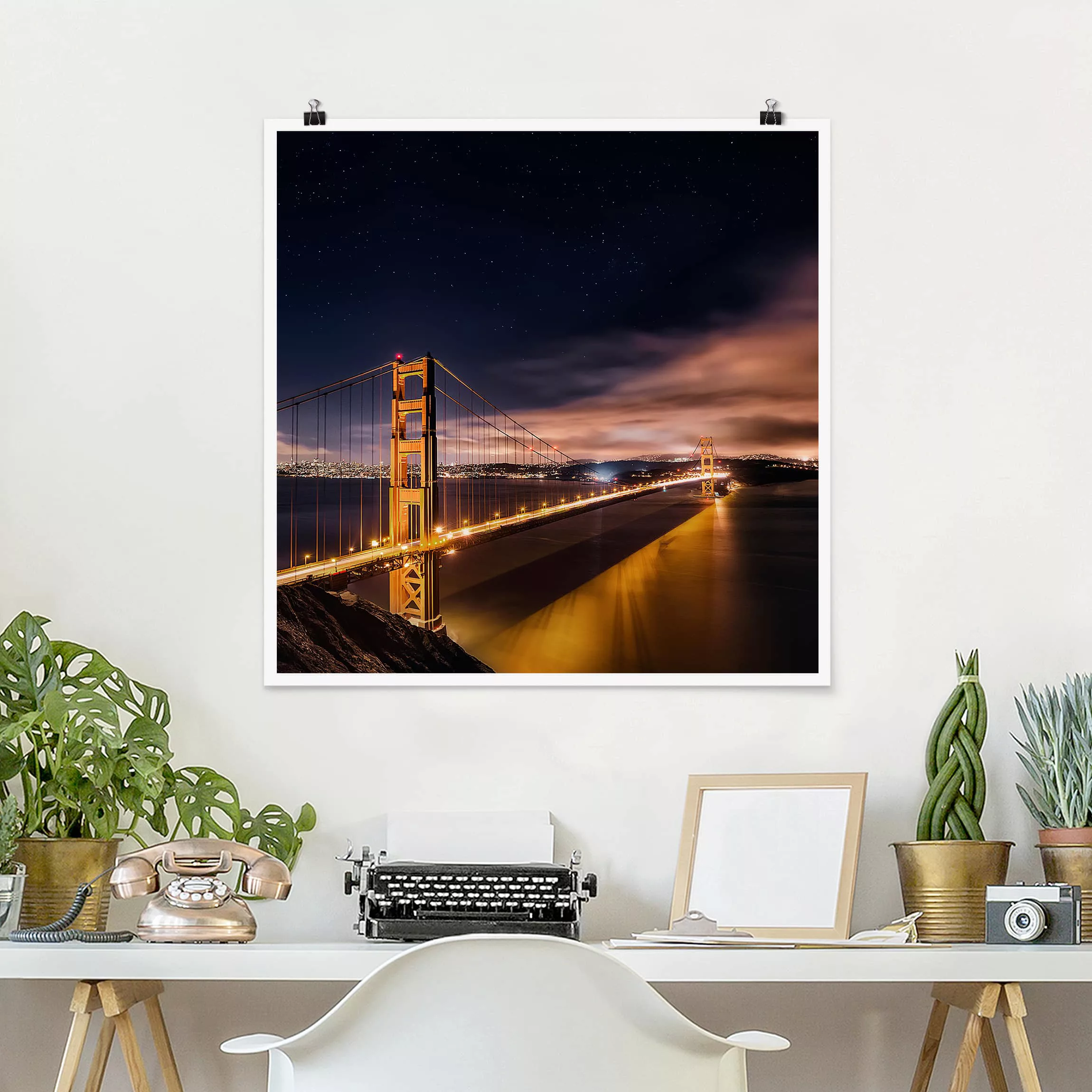 Poster Architektur & Skyline - Quadrat Golden Gate to Stars günstig online kaufen