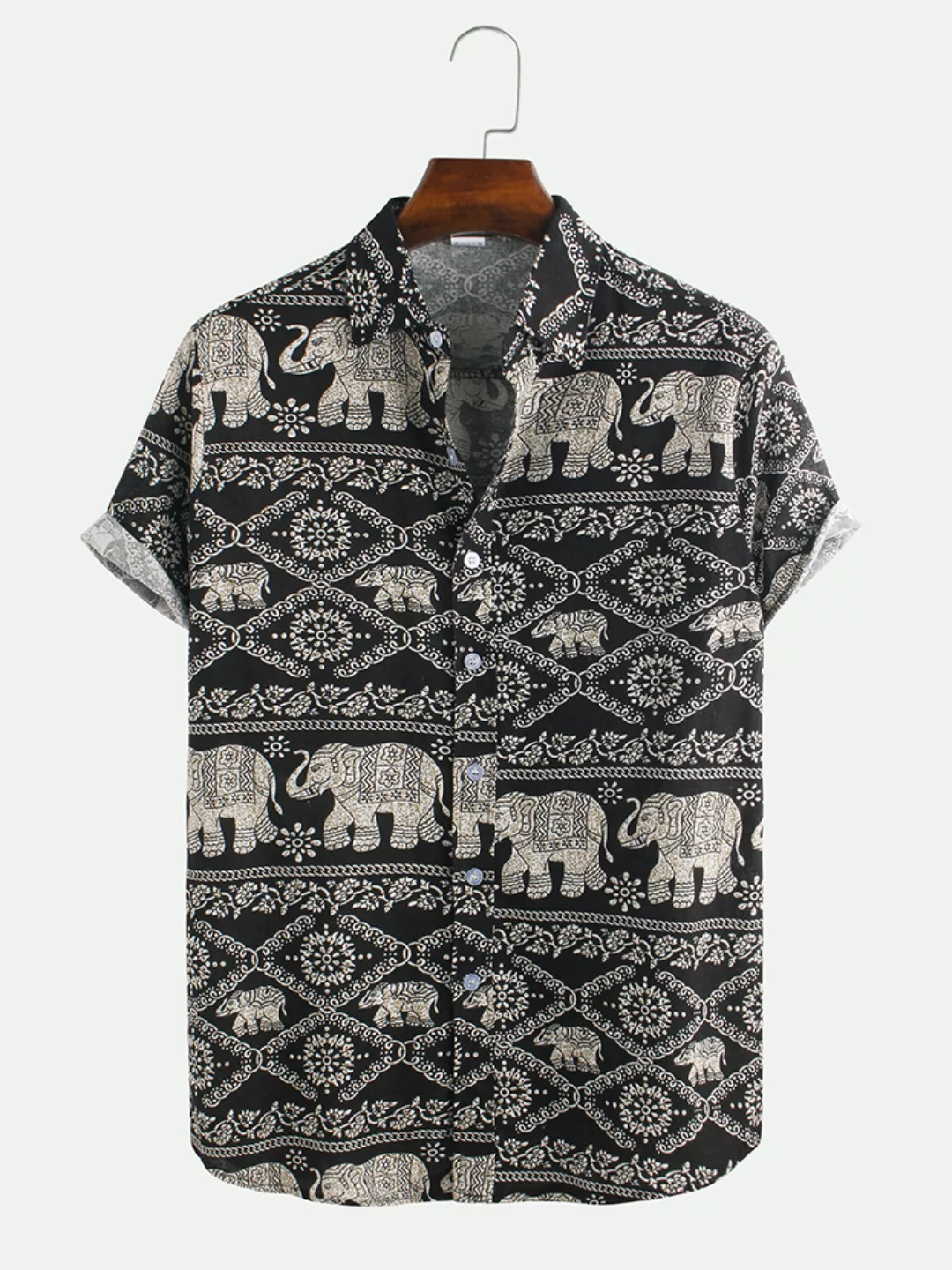 Ethnischer Elefant der Herren Baumwolle gedruckt Ethnic Holiday Casual Kurz günstig online kaufen