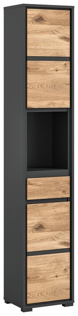 xonox.home Hochschrank in Anthrazit / Nox Oak - 35x190x31cm (BxHxT) günstig online kaufen