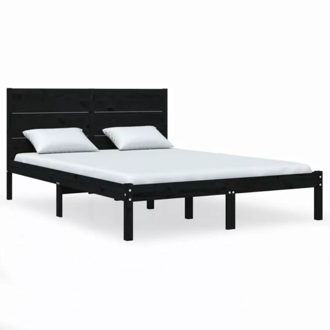 furnicato Bett Massivholzbett Schwarz Kiefer 140x190 cm günstig online kaufen
