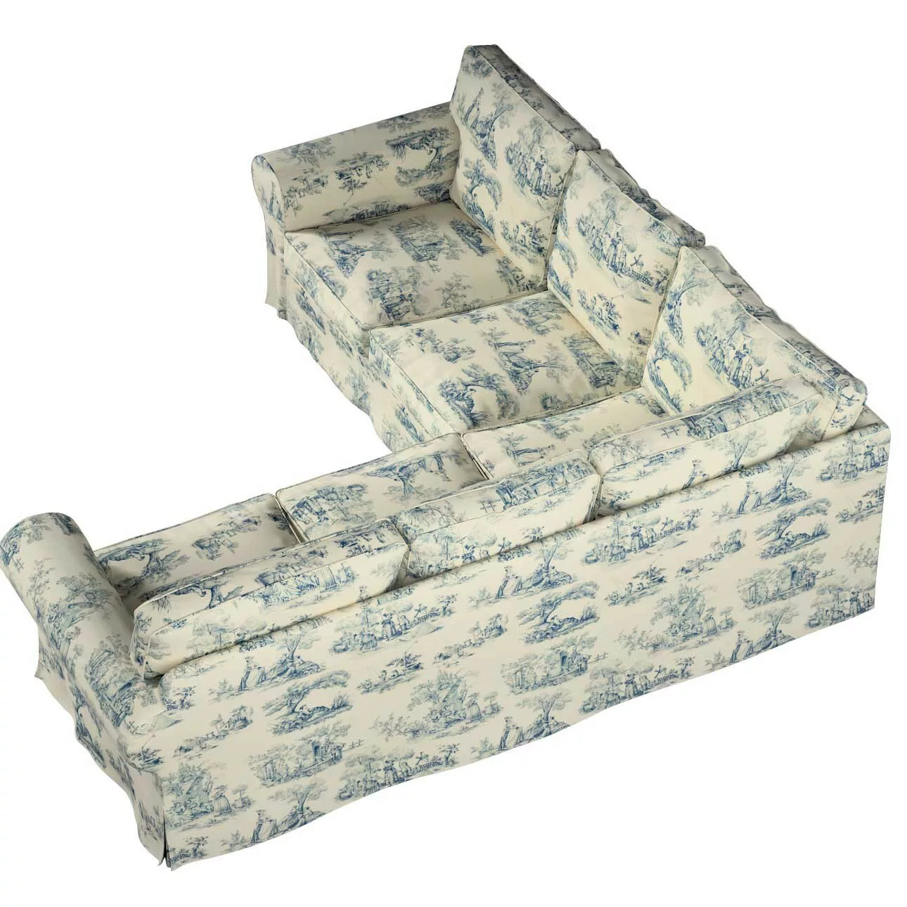 Bezug für Ektorp Ecksofa, creme- blau, Sofahusse für Ektorp Ecksofa, Avinon günstig online kaufen