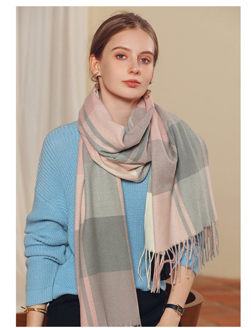 XDeer Wollschal Damen Schal,kuschelweich Karo,Winter Schal günstig online kaufen