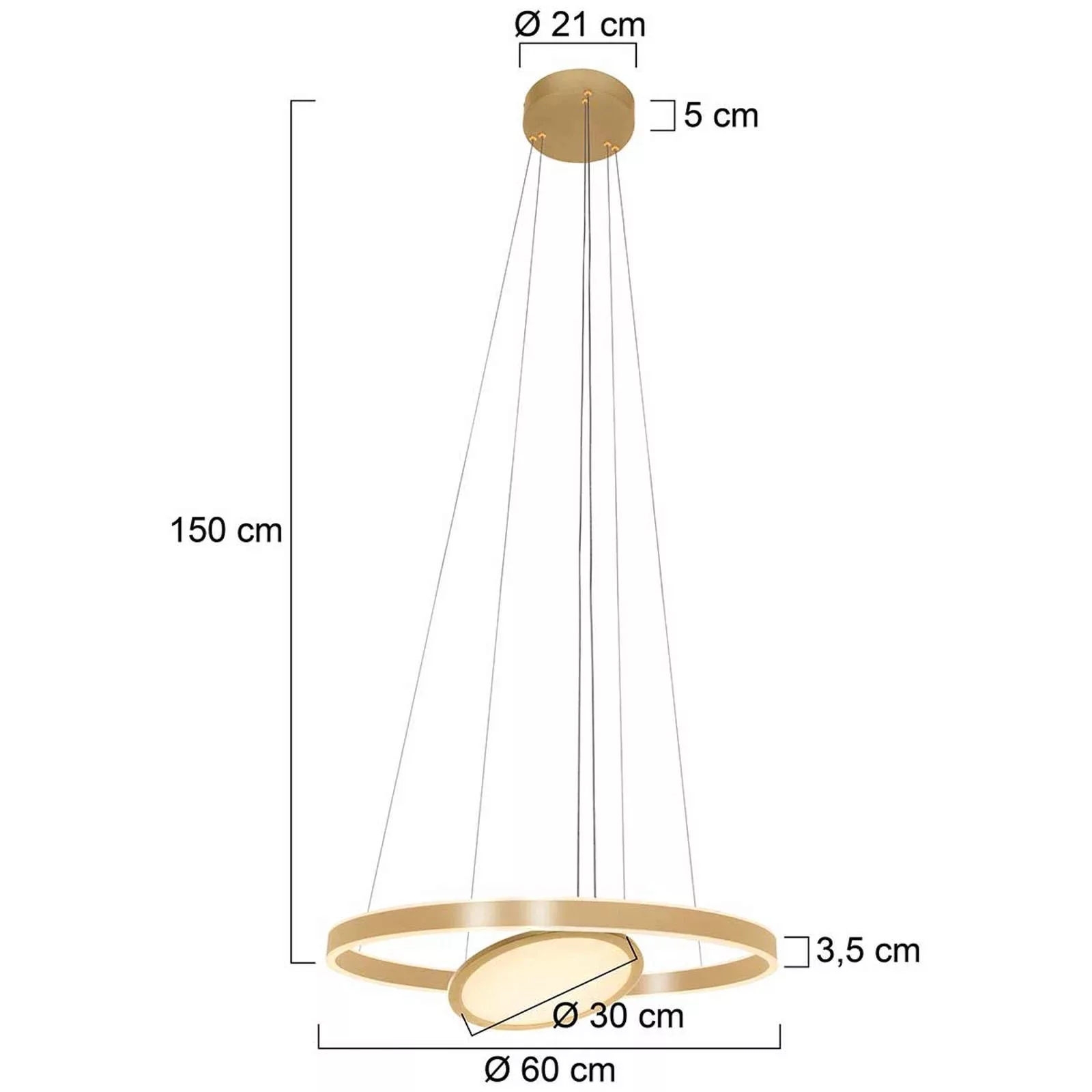 LED Pendelleuchte Ringlux in Gold 2x 33W 6600lm günstig online kaufen