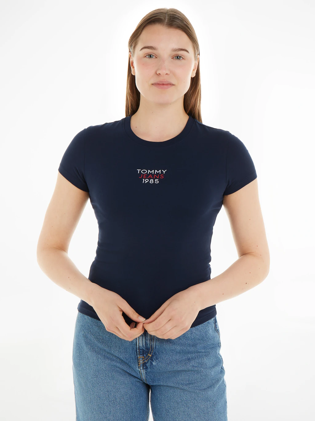 Tommy Jeans T-Shirt "Slim Essential Logo", Kurzarm Rundhals Jersey T Shirt günstig online kaufen