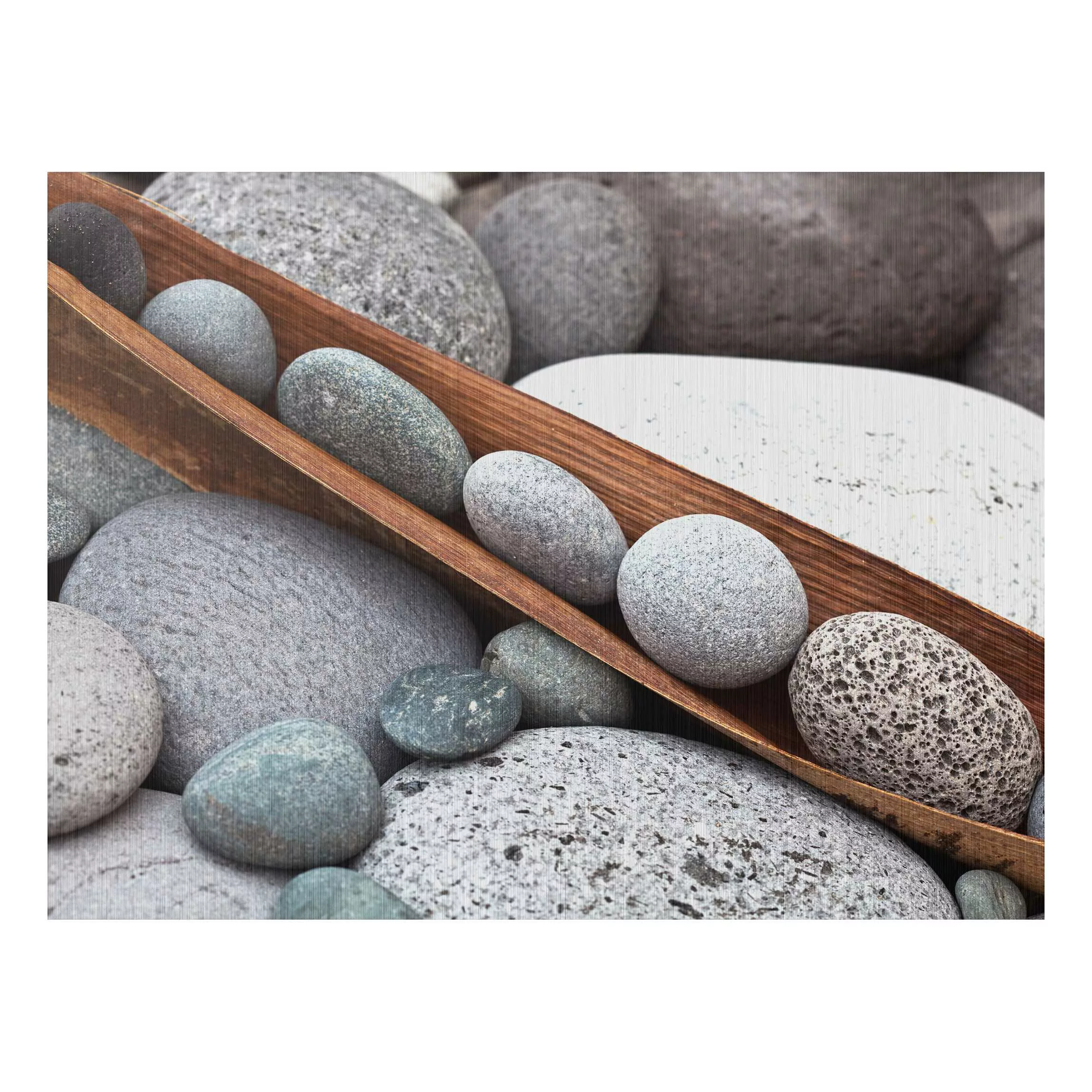 Alu-Dibond Bild - Querformat 4:3 Stillleben mit grauen Steinen günstig online kaufen