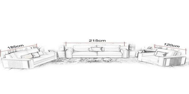 Xlmoebel Sofa Dreiteilige moderne Ledercouchgarnitur mit 3-Sitzer, 2-Sitzer günstig online kaufen