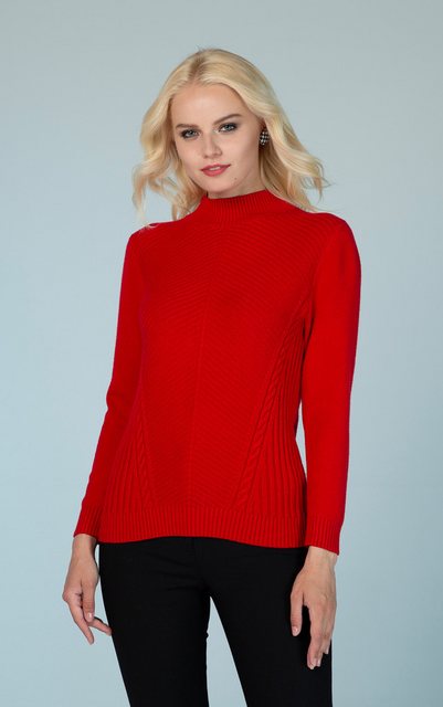 Passioni Strickpullover Roter Strickpullover mit leichtem Stehkragen günstig online kaufen