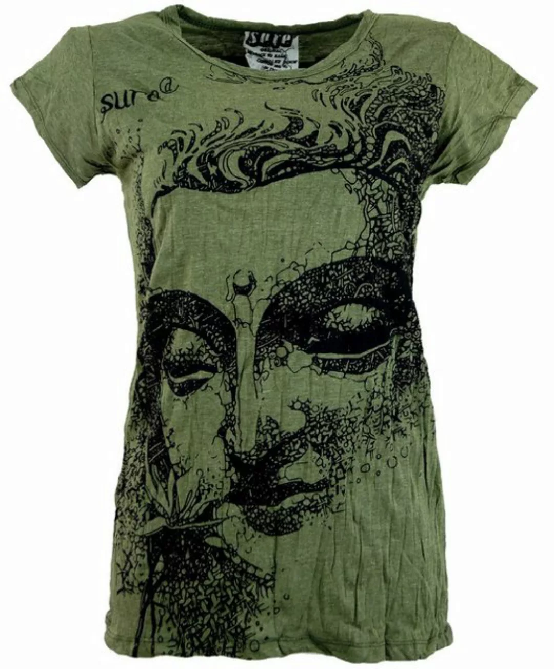 Guru-Shop T-Shirt Sure T-Shirt Buddha - olive alternative Bekleidung, Festi günstig online kaufen