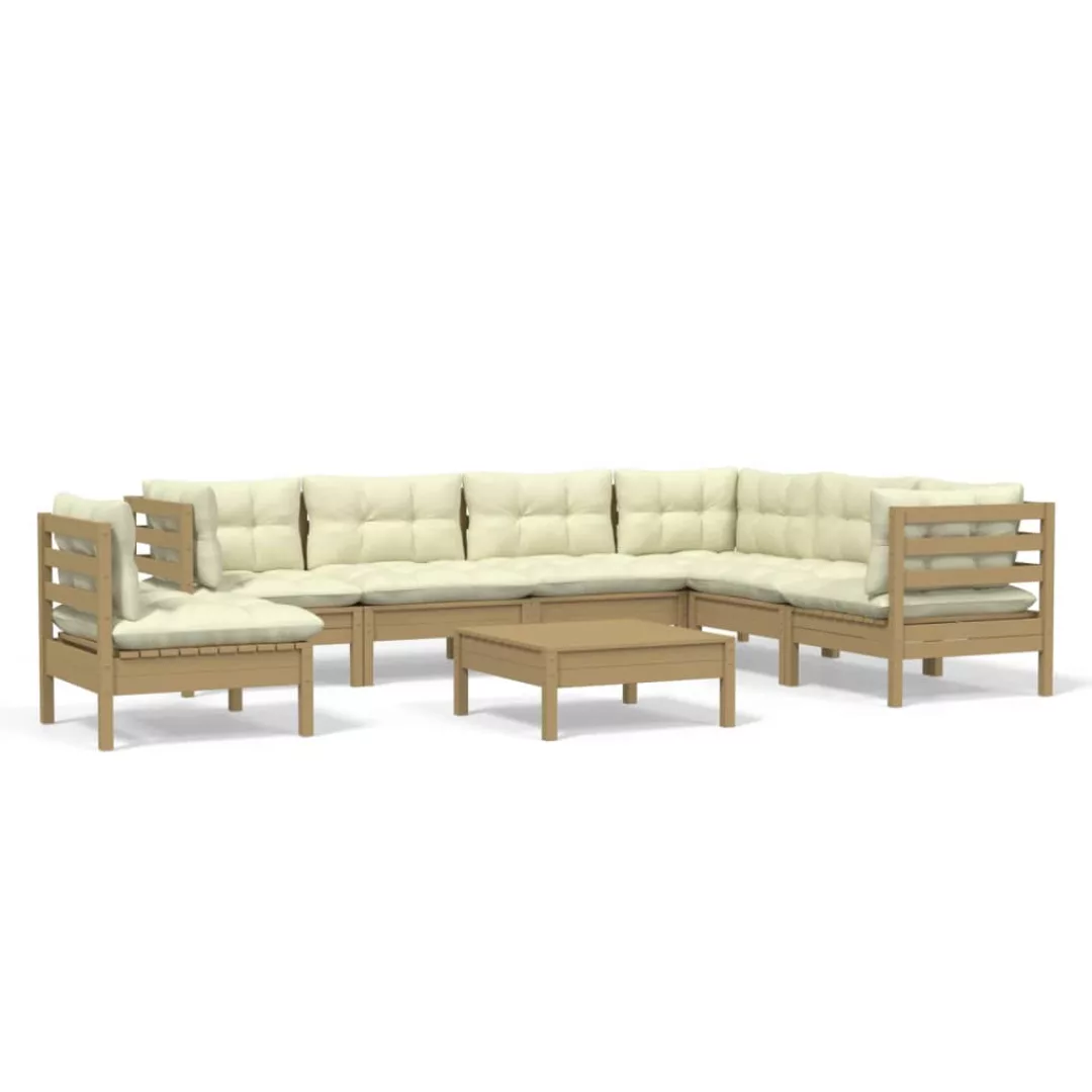 8-tlg. Garten-lounge-set Mit Kissen Honigbraun Kiefernholz günstig online kaufen