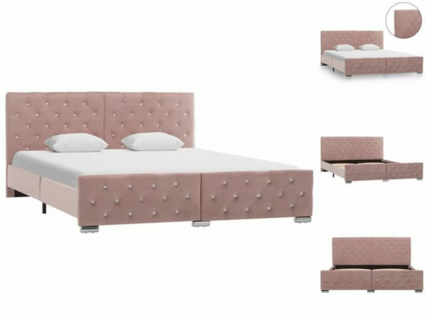 vidaXL Bettgestell Bettgestell Rosa Stoff 160 x 200 cm Bett Bettrahmen Bett günstig online kaufen