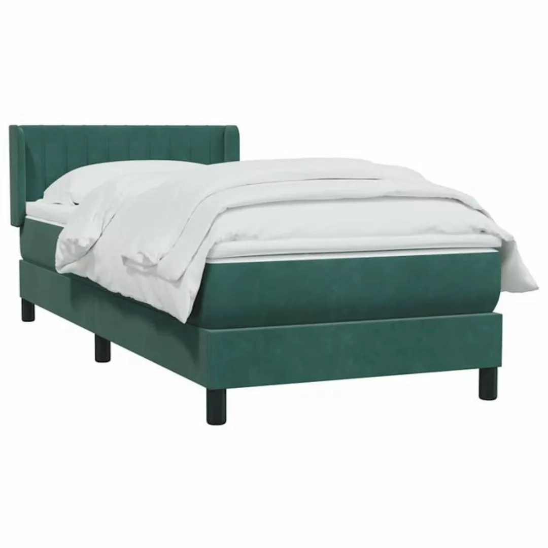 vidaXL Bett Boxspringbett mit Matratze Dunkelgrün 100x220 cm Samt günstig online kaufen