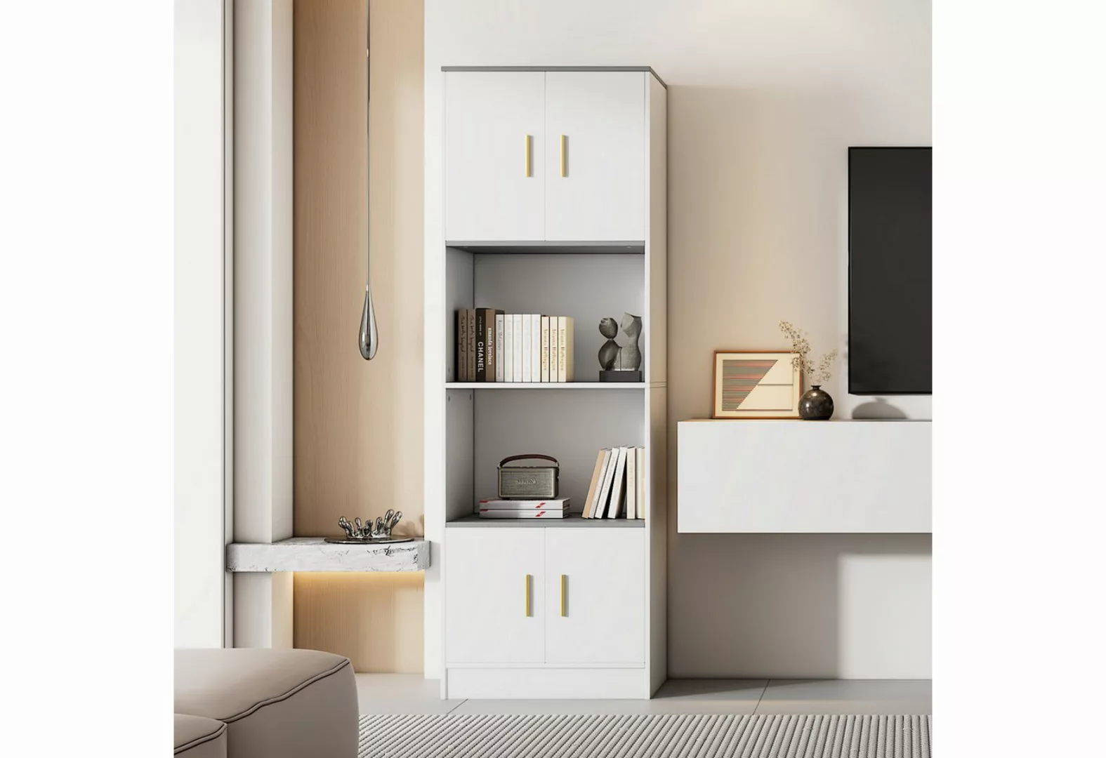 WISHDOR Vitrine Küchen-Highboards, Wohnzimmerständer, Bücherregale (Freiste günstig online kaufen