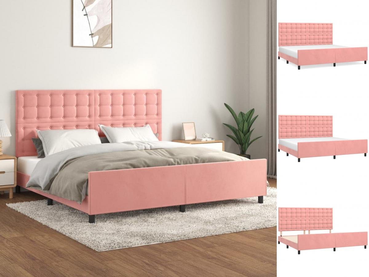 vidaXL Bettgestell Bettrahmen mit Kopfteil Rosa 200x200 cm Samt Bett Bettge günstig online kaufen