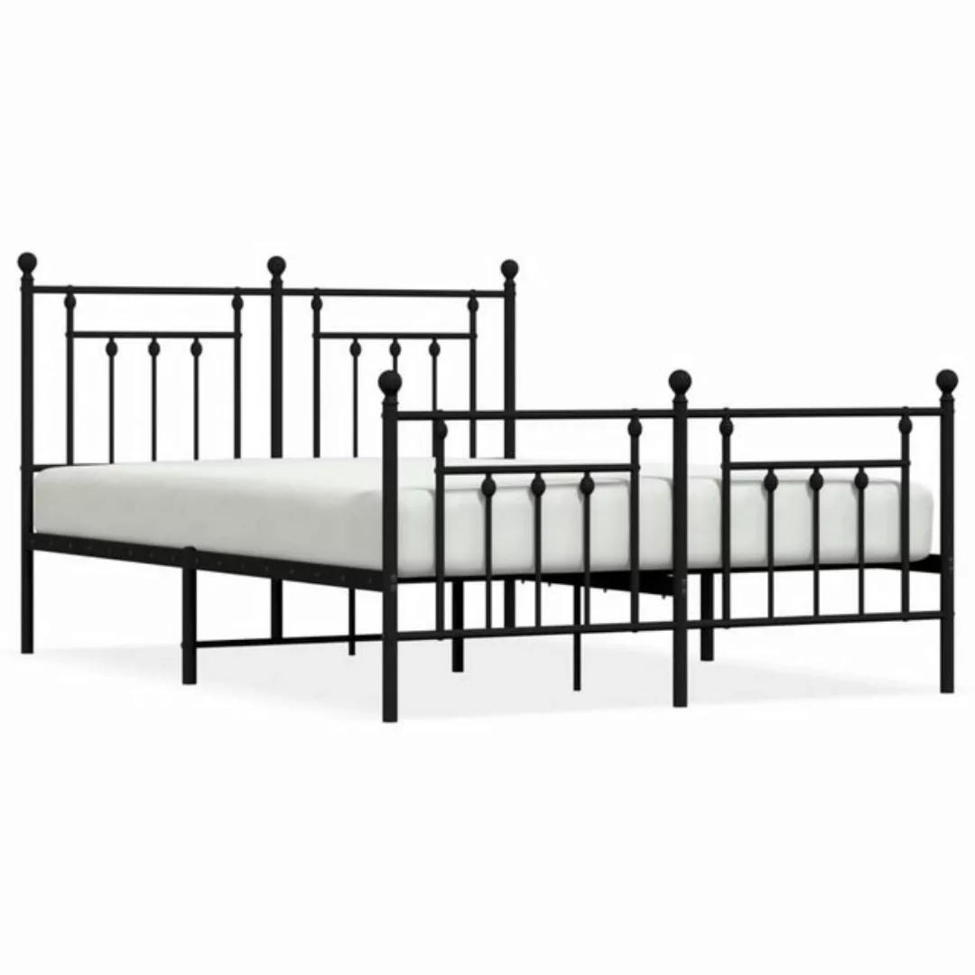 furnicato Bett Bettgestell mit Kopf- und Fußteil Metall Schwarz 140x190 cm günstig online kaufen