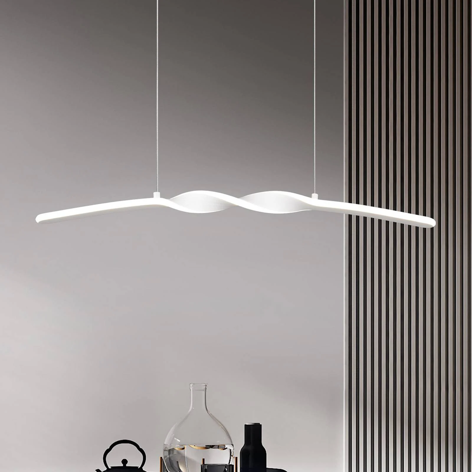 LED-Pendelleuchte Ginko, weiß matt, Metall, Länge 79 cm günstig online kaufen