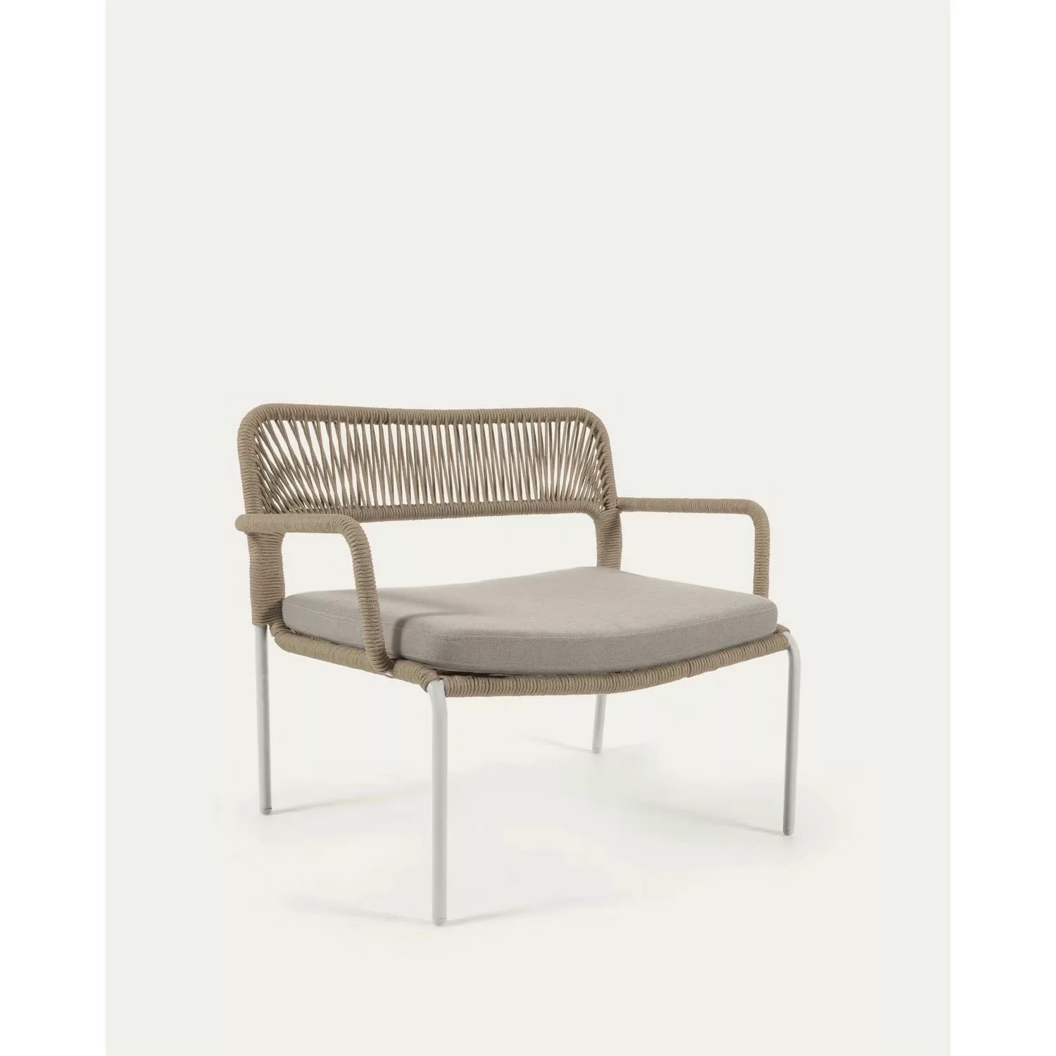 Natur24 Sessel Cailin 83 x 74 x 66 cm Stahl, Seil beige, weiß Sitzgelegenhe günstig online kaufen